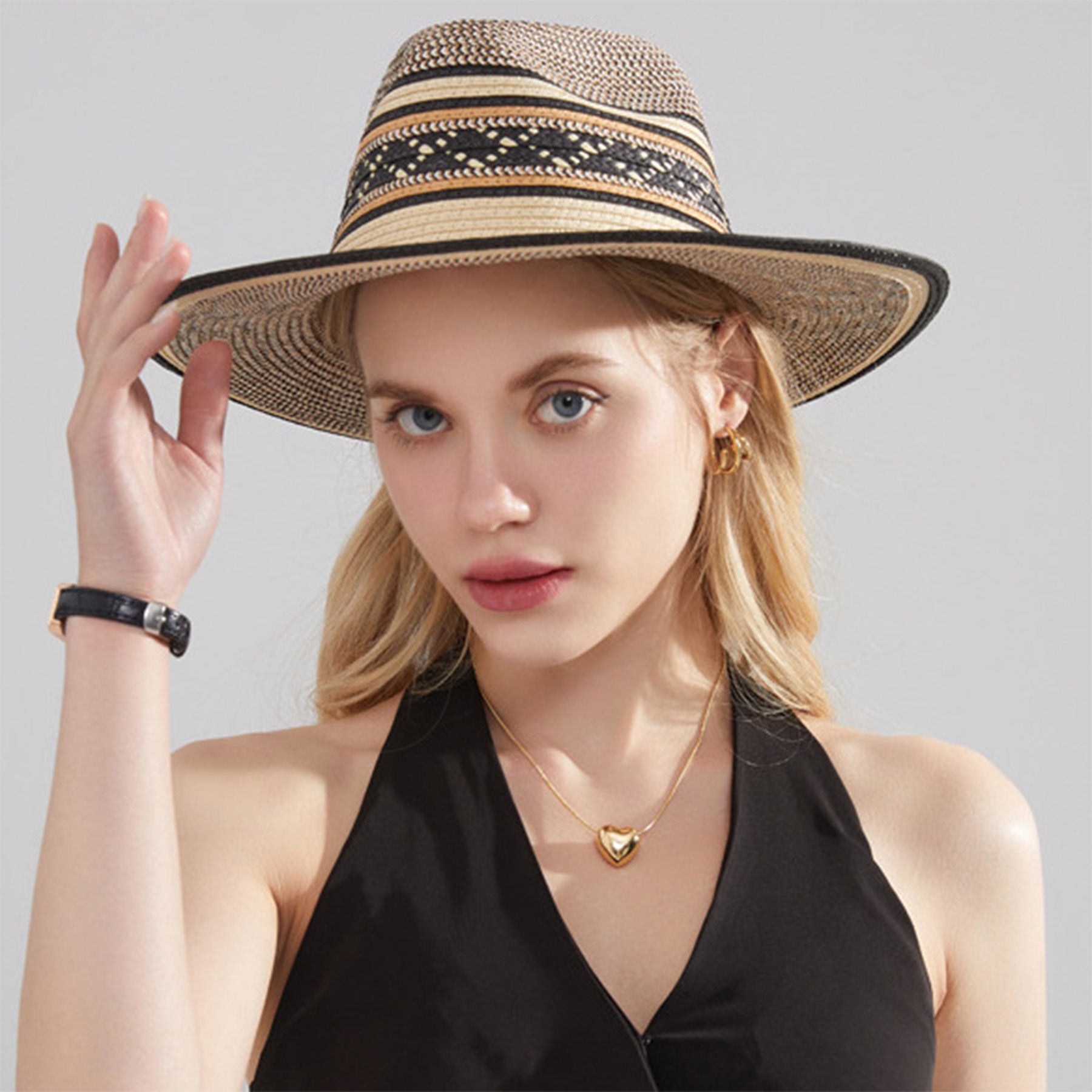Handmade Embroidered Decorative Pattern Panama Hat Straw Hat