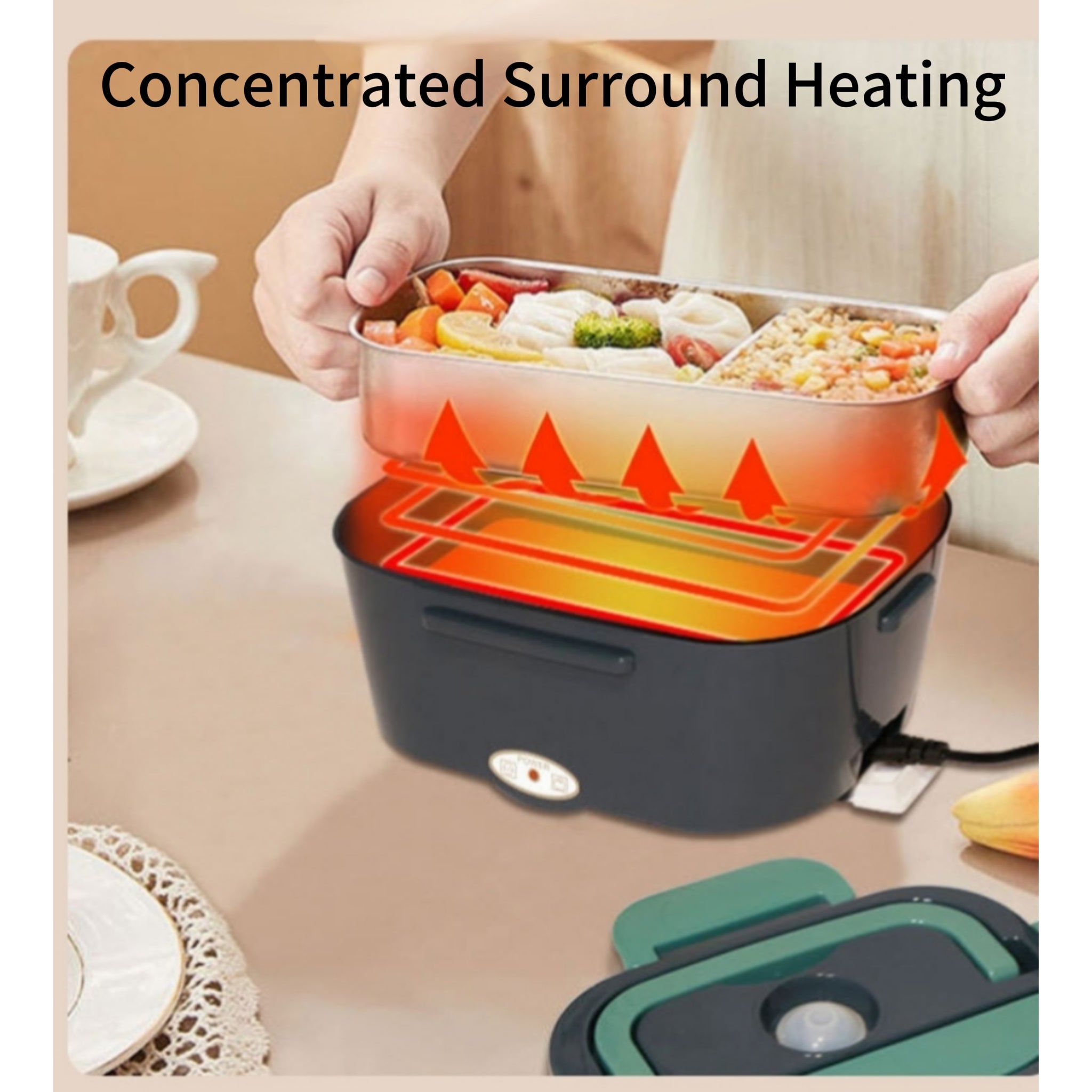 Stainless Steel Electric Lunch Box - Office Food Warmer 110V