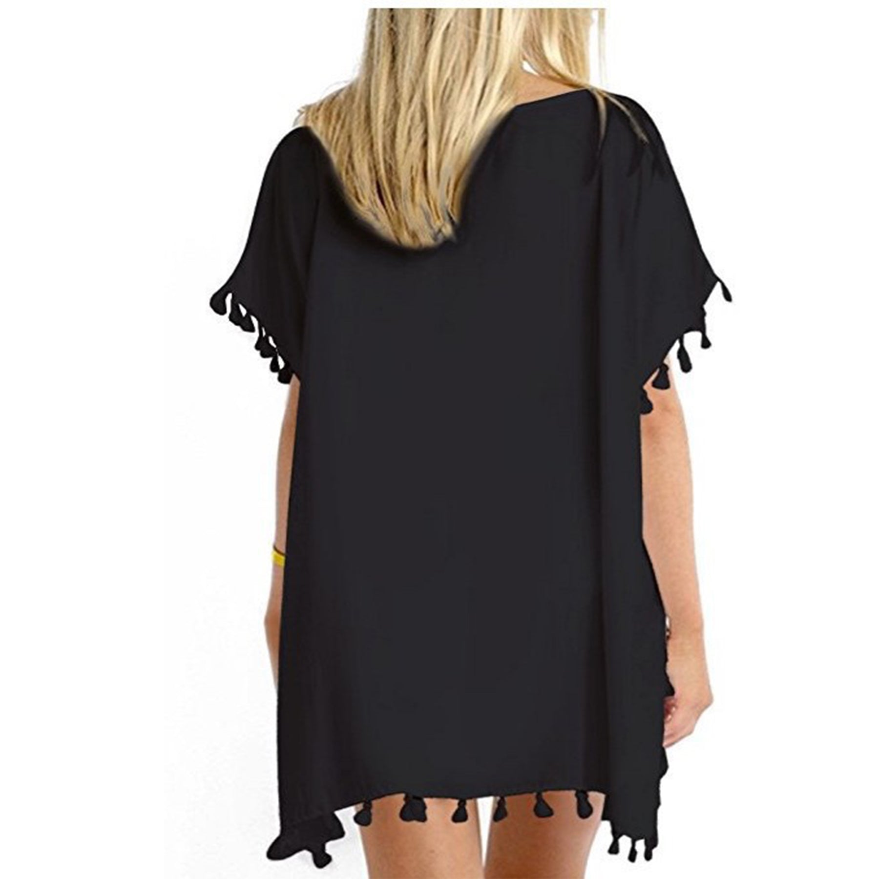 Round Neck Chiffon Fringe Dress Smock-Frock