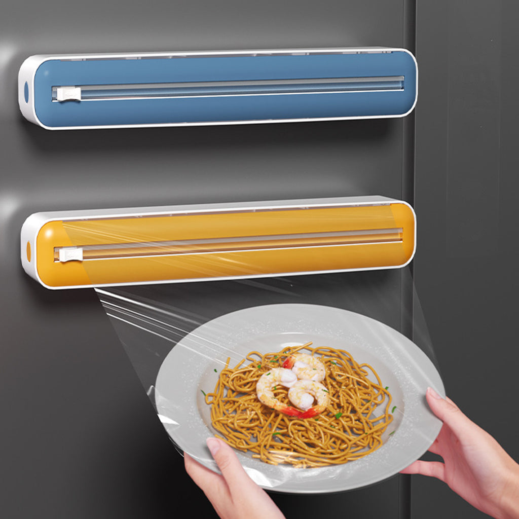 Refillable Magnetic Plastic Wrap Dispenser With Cutter