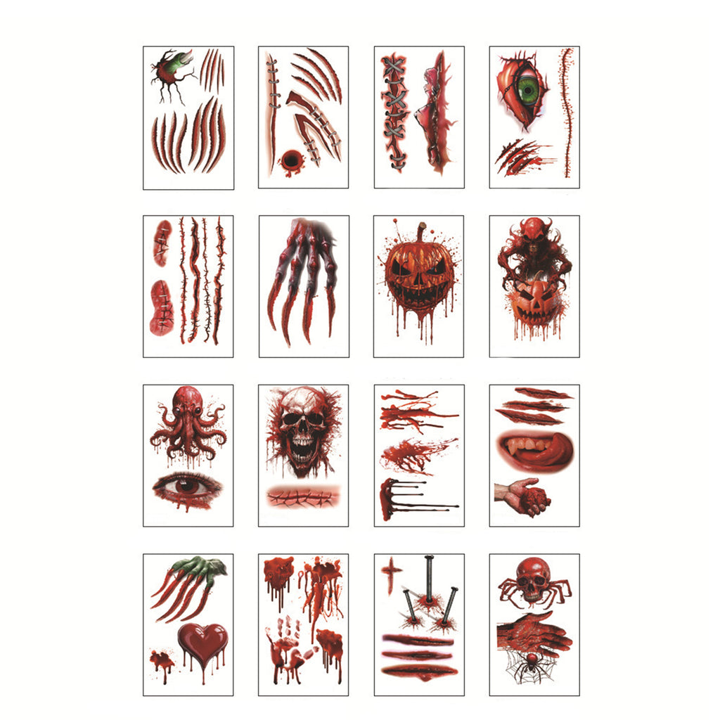 Customizable Halloween Horrible Scars Temporary Tattoos Body Stickers