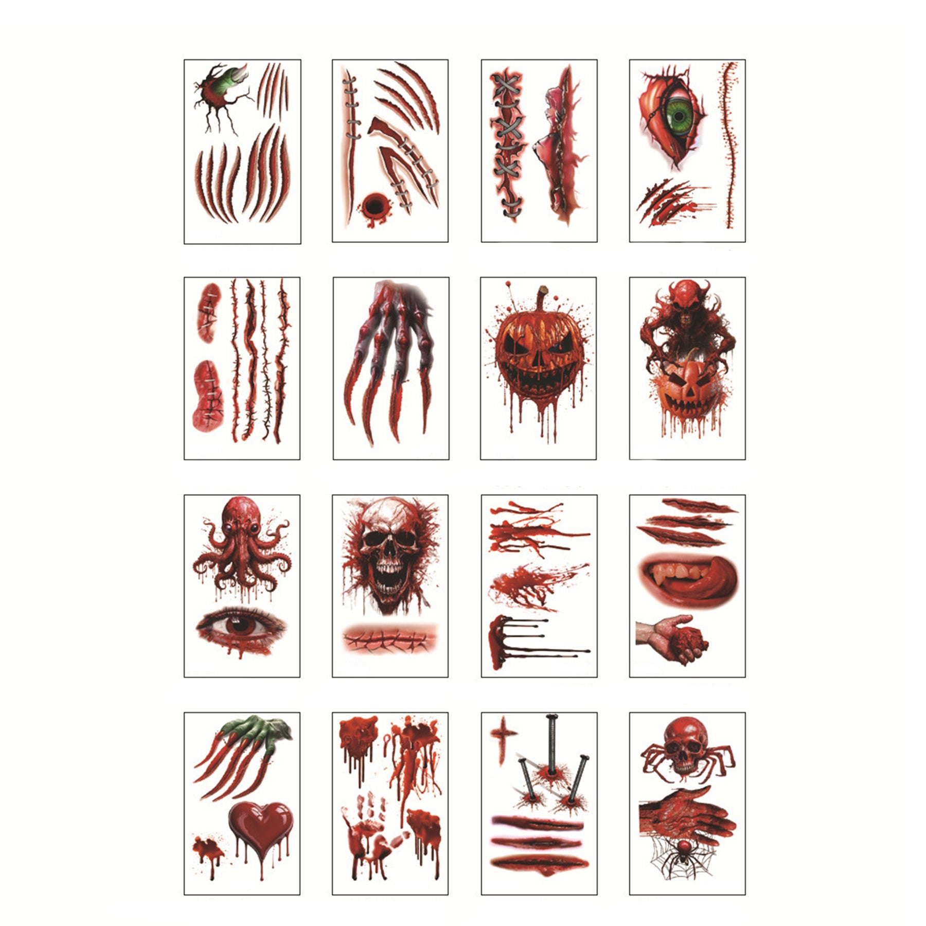Customizable Halloween Horrible Scars Temporary Tattoos Body Stickers