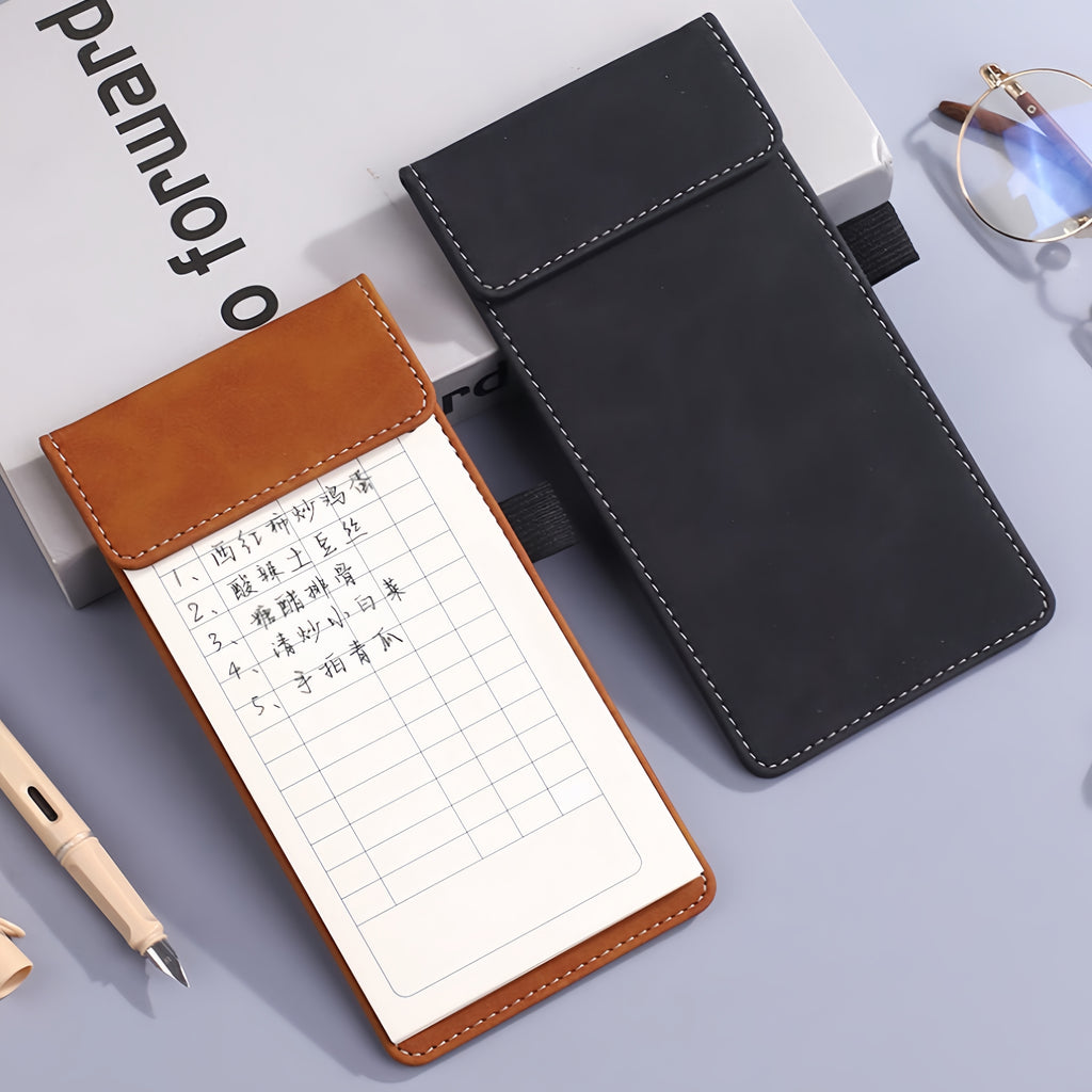 A6 Mini Pocket Magnetic Leather Clipboard