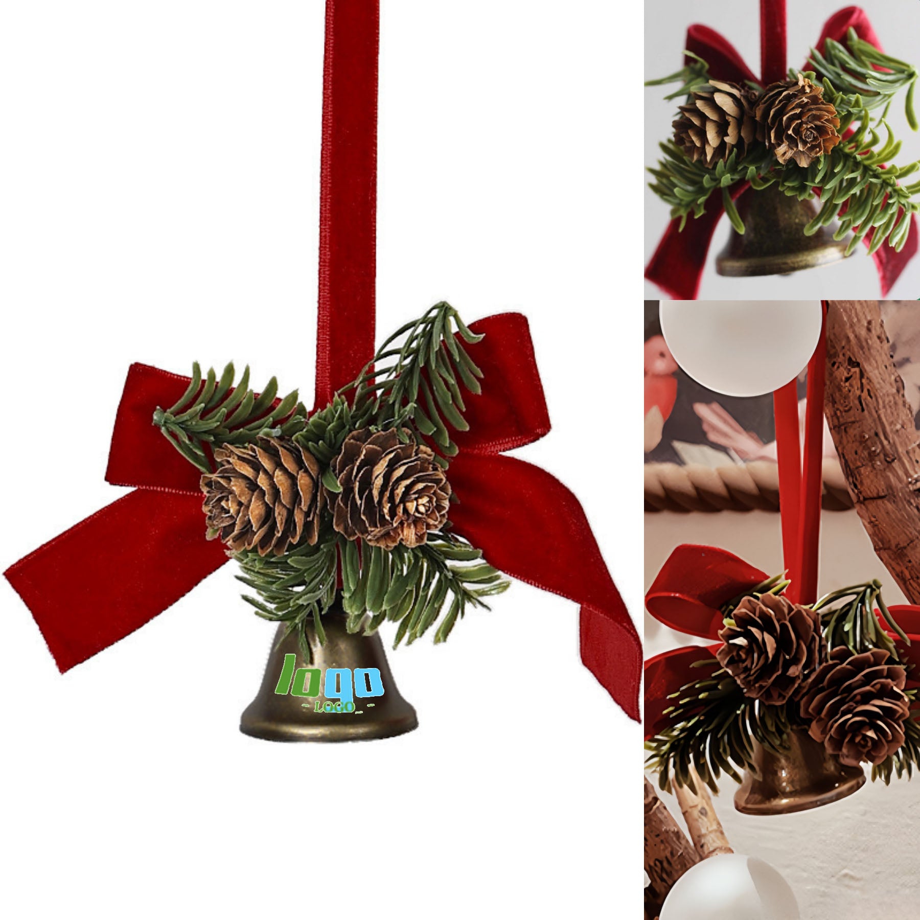 Bell Pinecone Bow Decoration