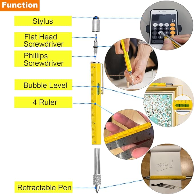 6 In 1 Multitool Pen With Level Ruler