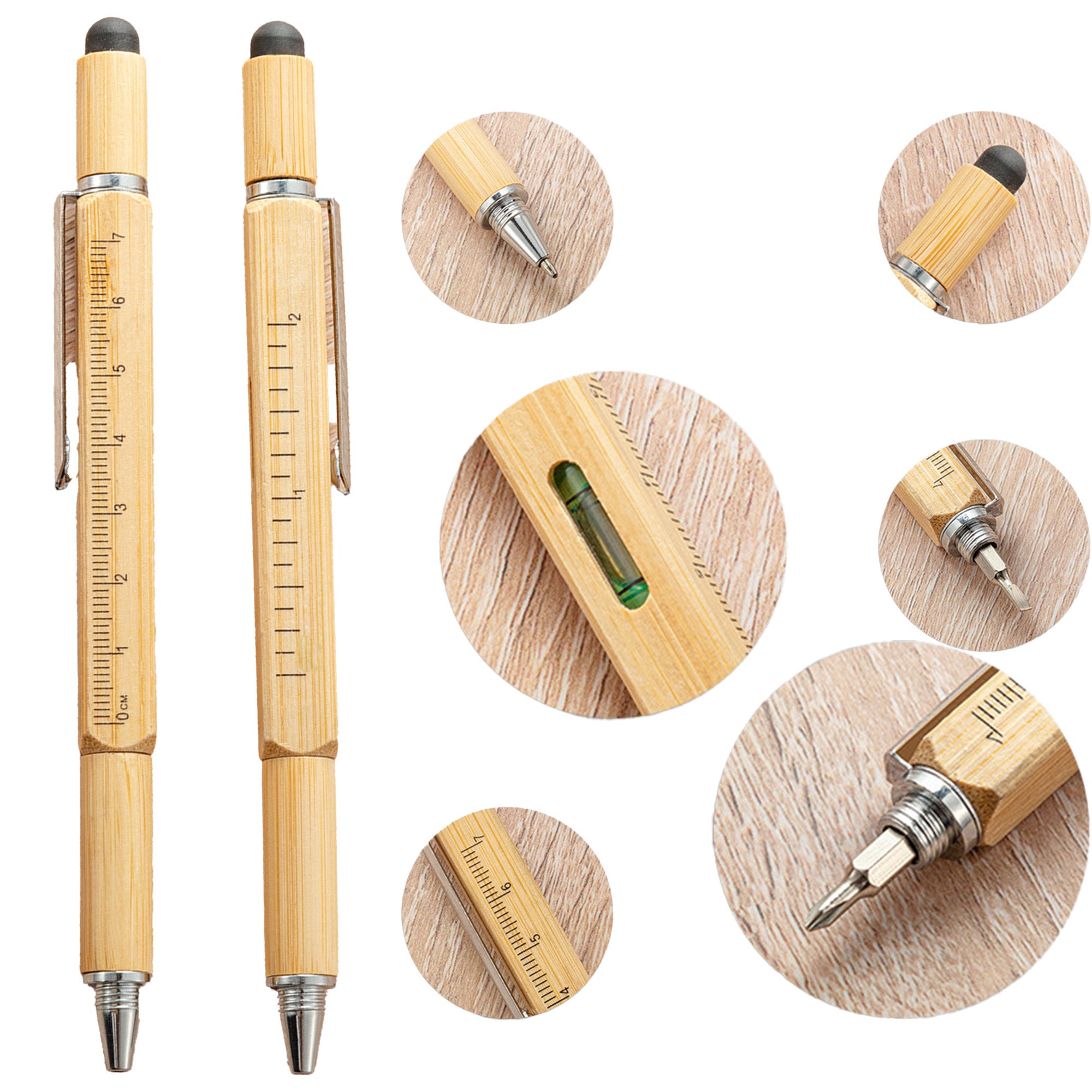 6-In-1 Bamboo Tool Pen With Screwdriver