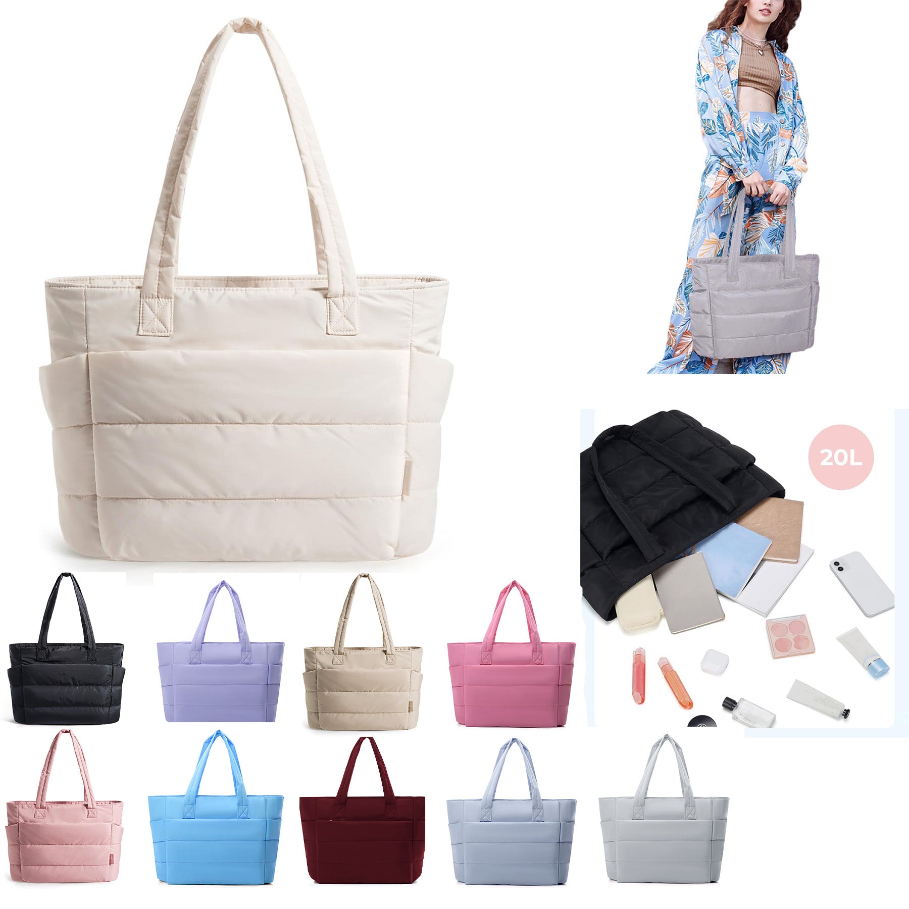 Women's Lightweight Travel Gym Bag with Compartments