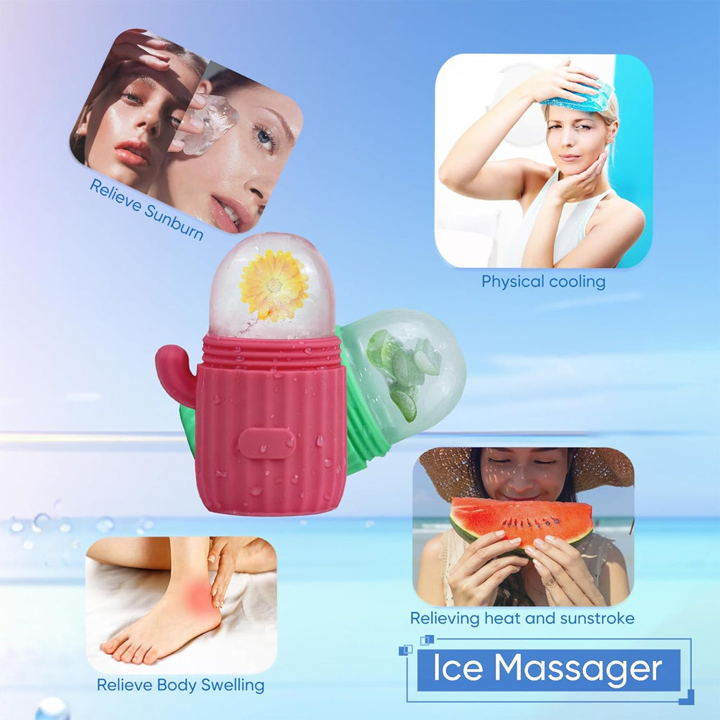 Cactus Shape Silicone Ice Facial Rollers Massagers