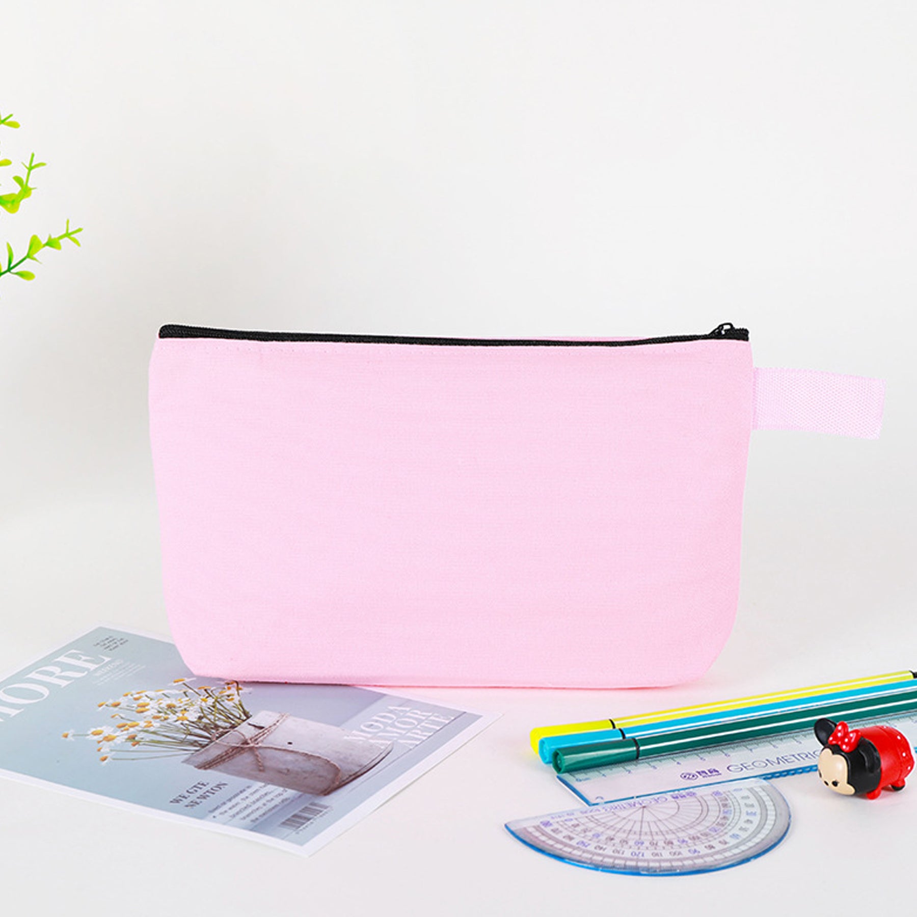Custom-Coloured Zippered Canvas Pencil Case