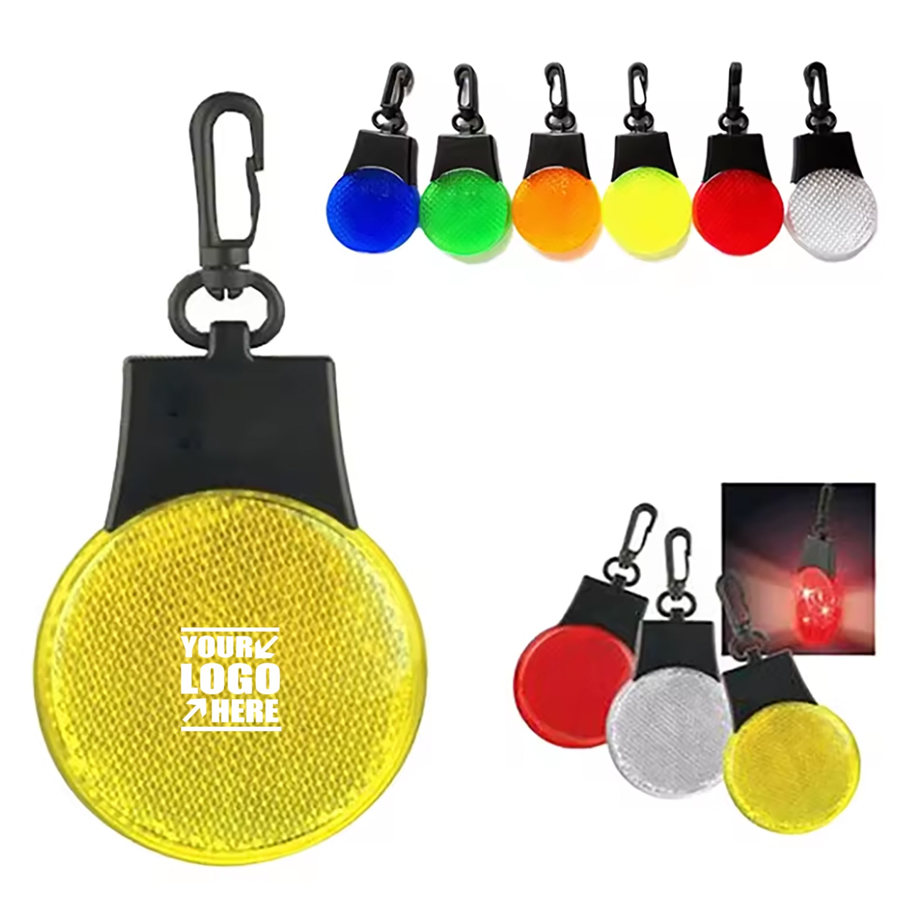 Led Reflective Key Chain With Carabiner Clip