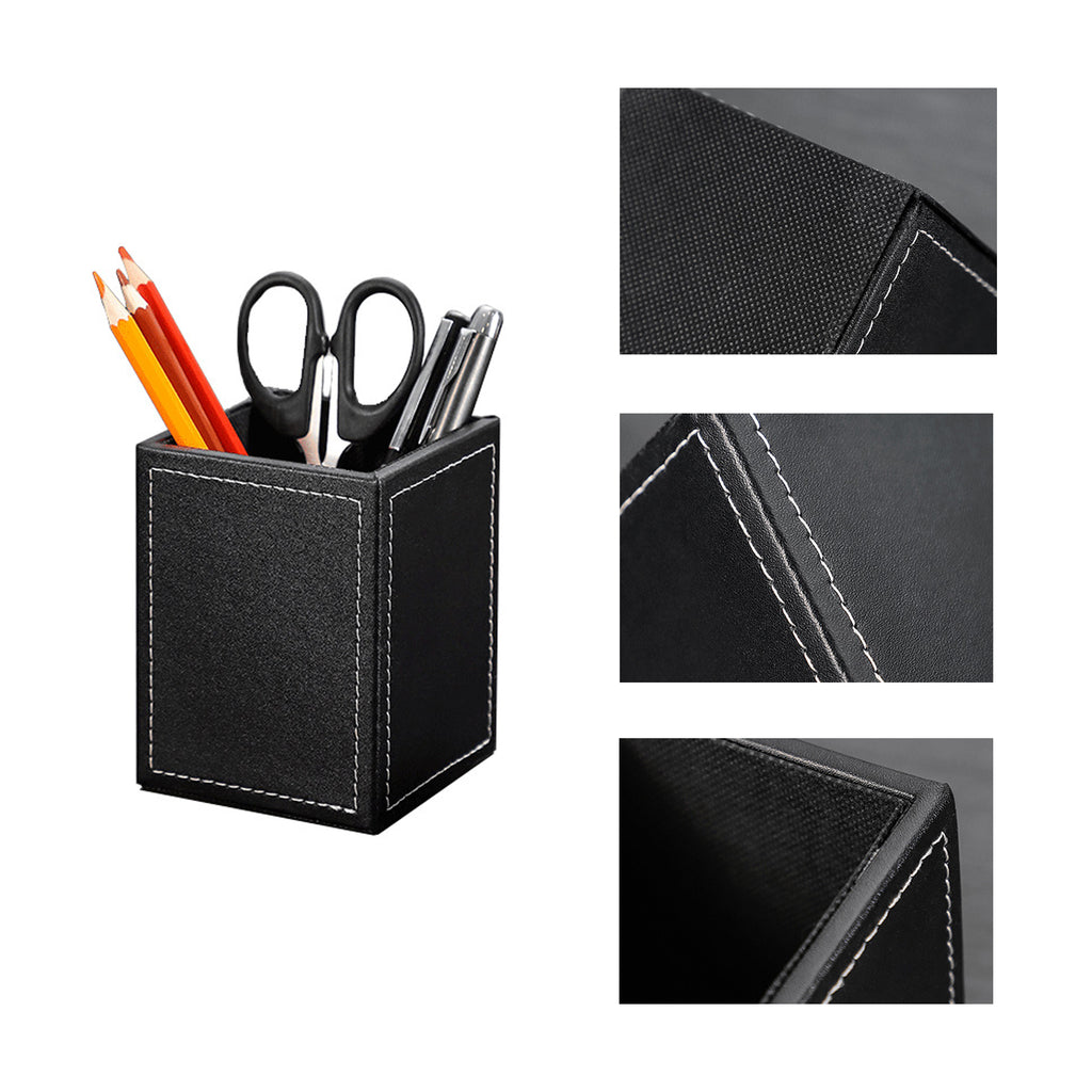 PU Leather Square Pens Pencils Holder