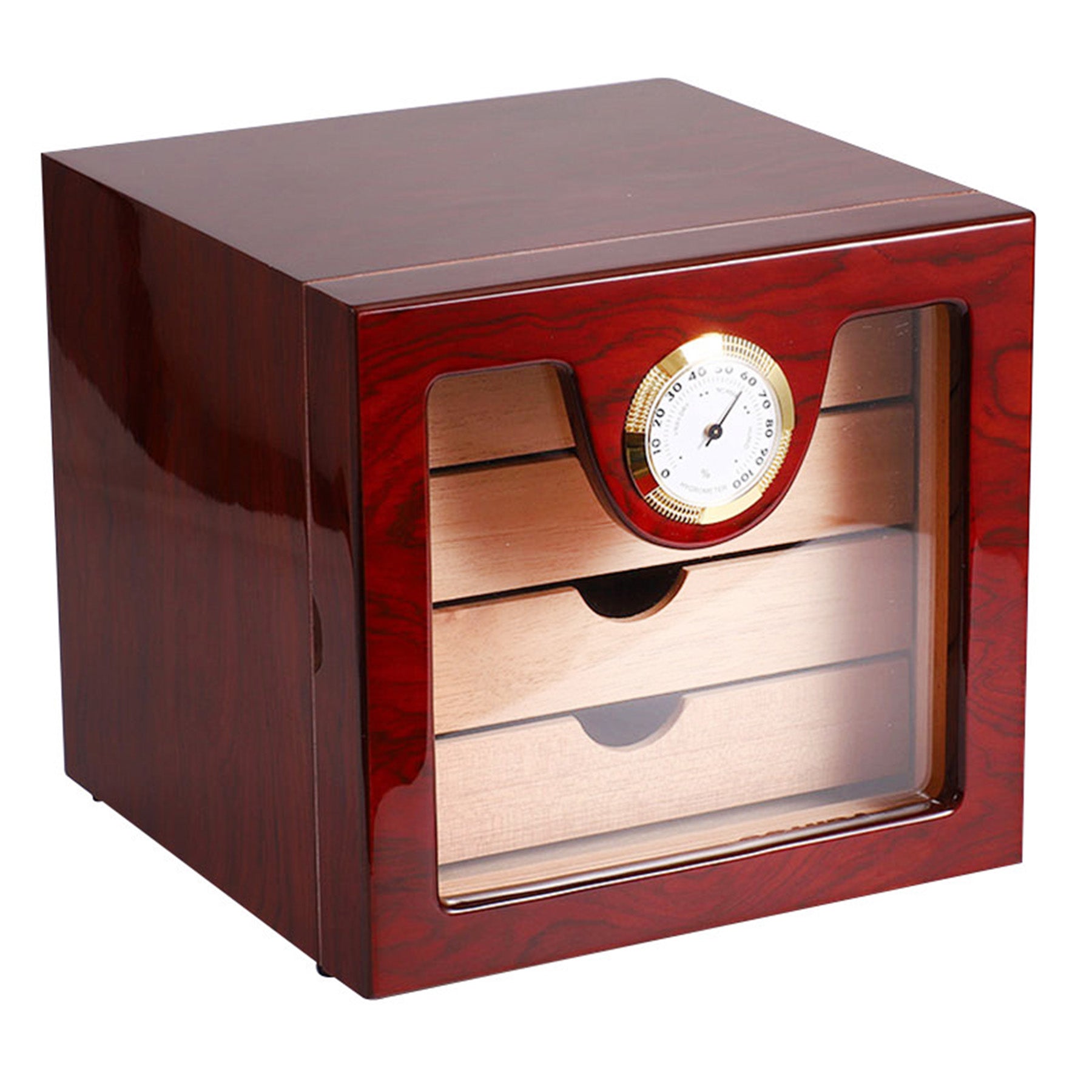 Black High Gloss Piano Finish Cedar Wood Cigar Cabinet
