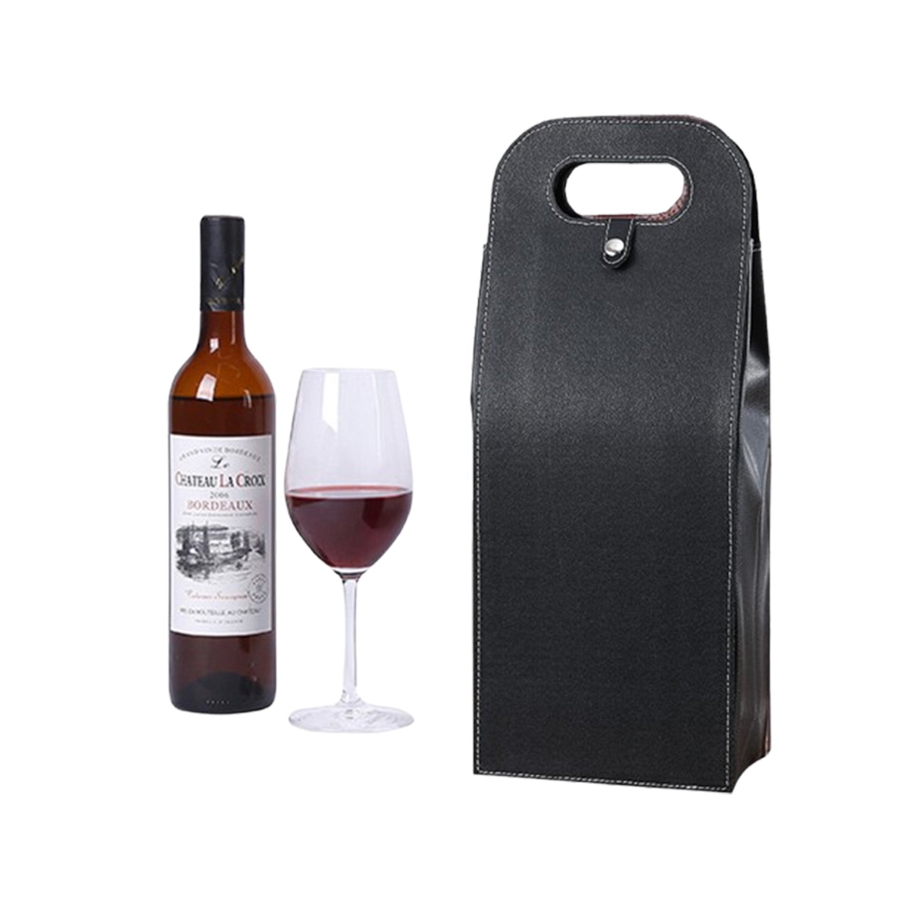 Reusable Double Bottle Leather Wine Tote Bag