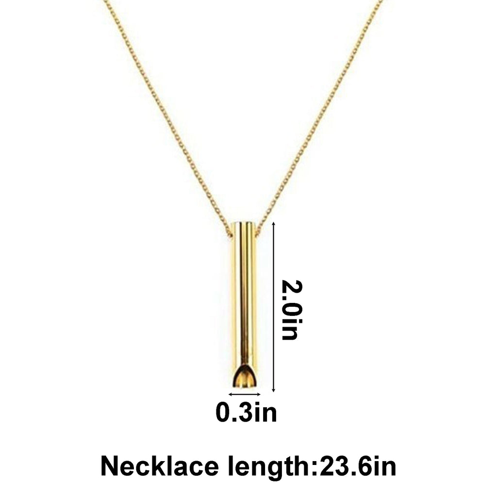 Stainless Steel Breathing Anti Anxiety Whistle Necklace