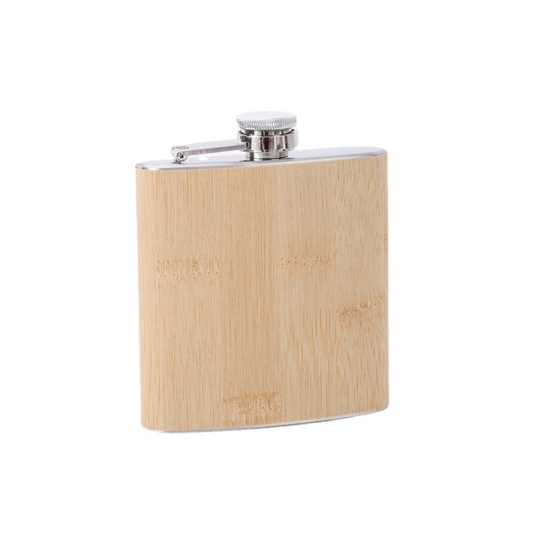 Stainless Steel Hip Flask With Wood Grain Finish