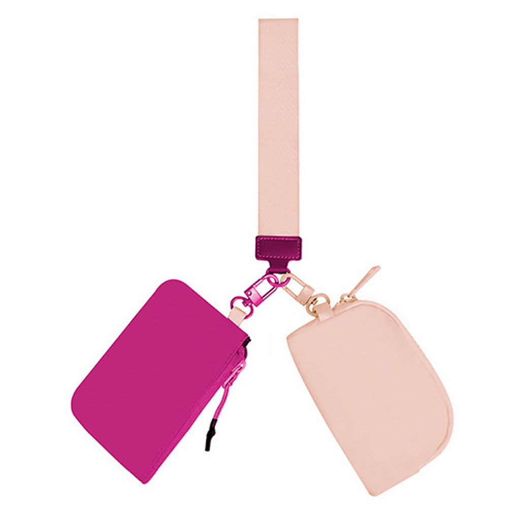 Mini Dual Pouch Wristlet Keychain Wallet
