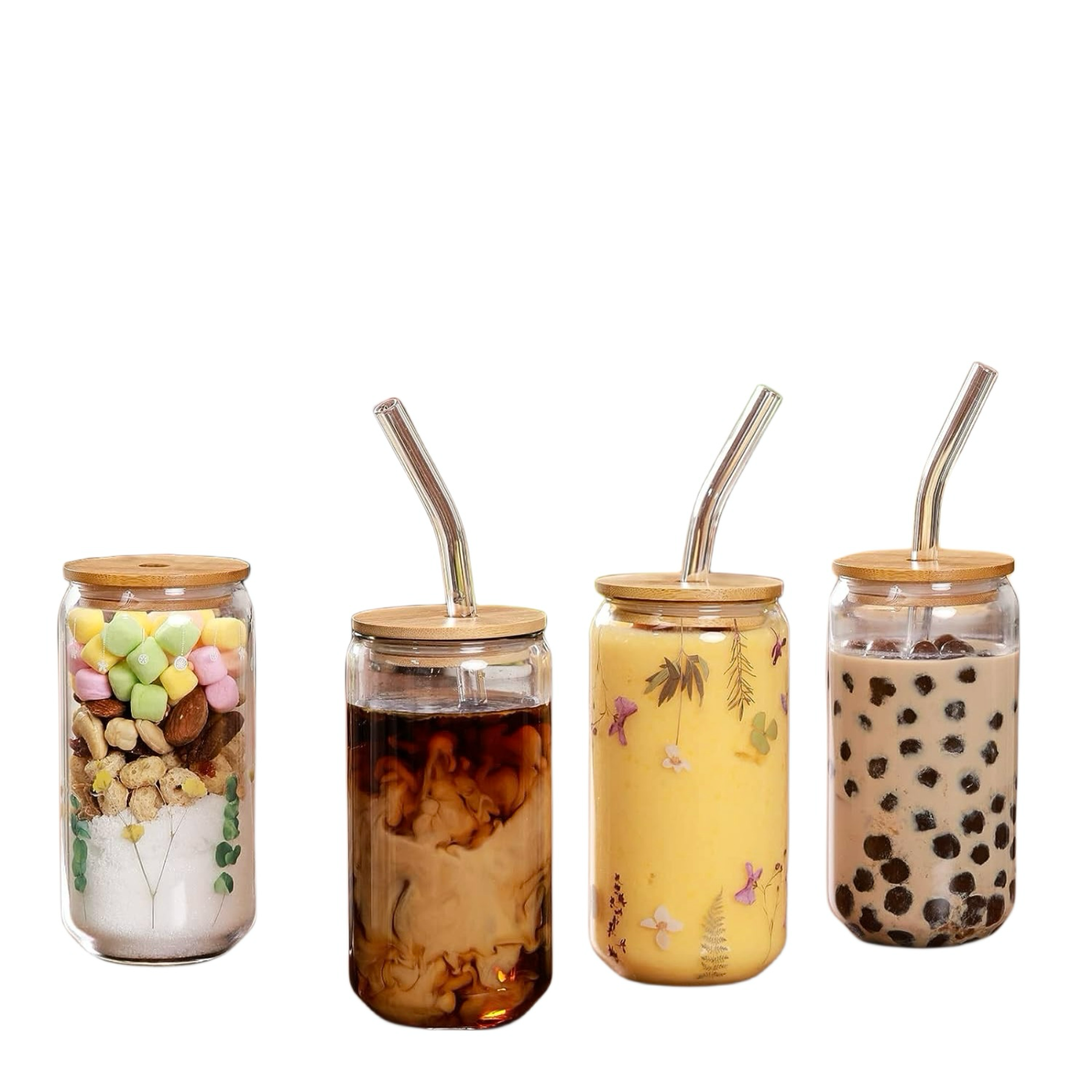 Drinking Glasses With Bamboo Lids
