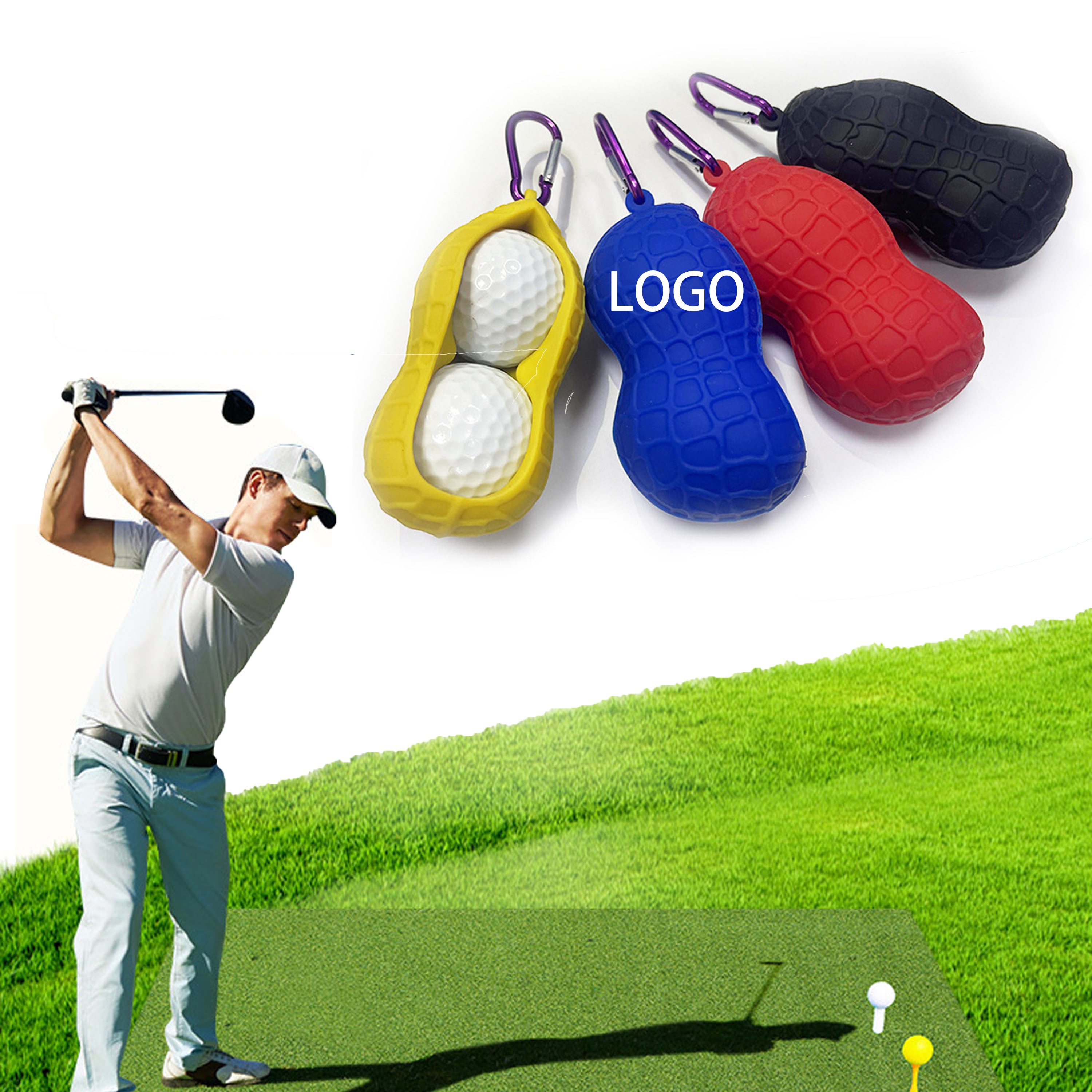 2-Pack Peanut Shape Golf Ball Organizer Protective Case