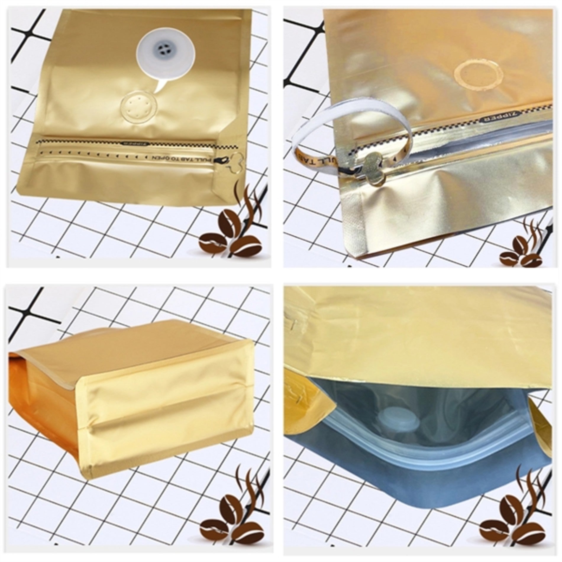 16Oz Zipper Pouch Coffee Bag With Valve One Way Degassing