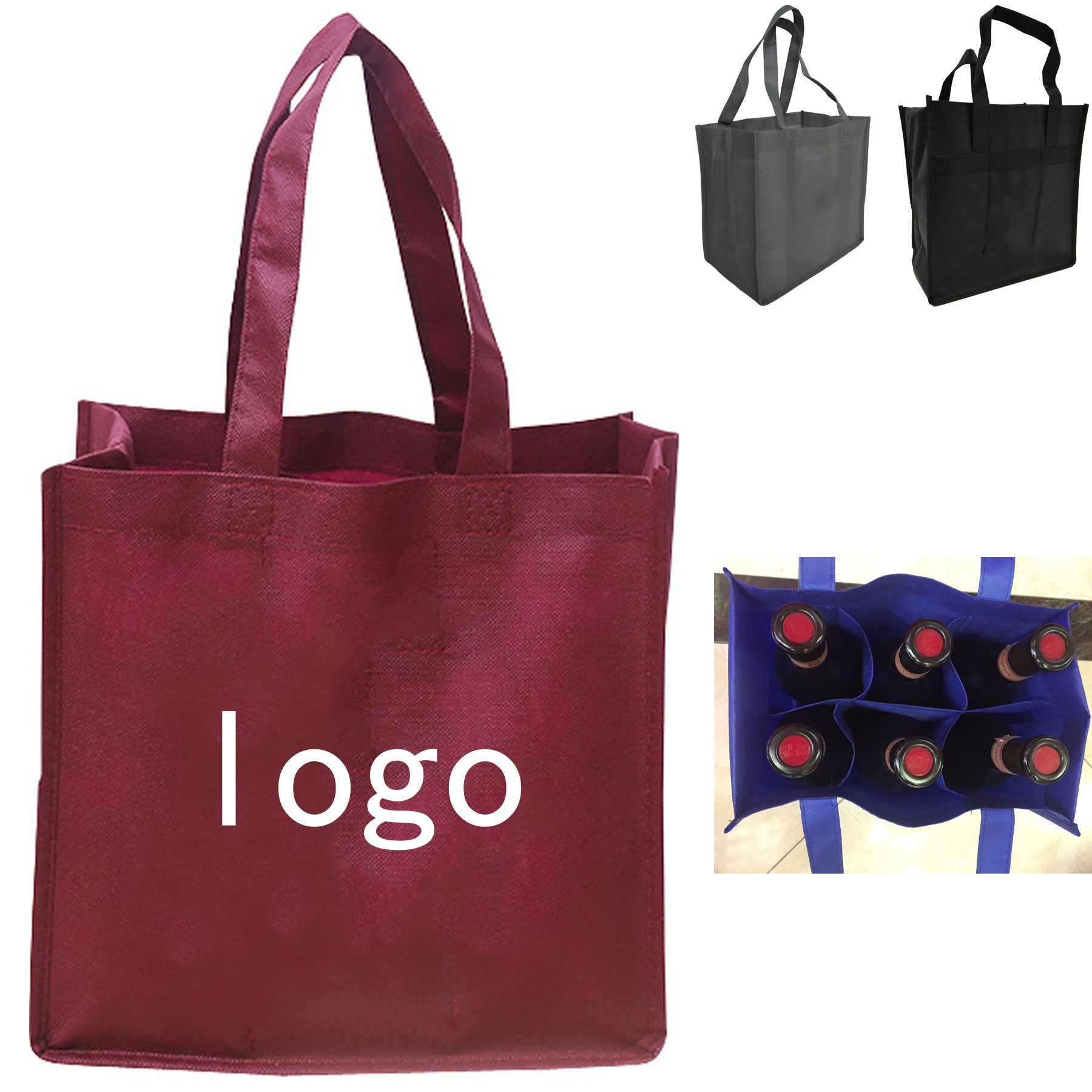 Six Bottle Non-Woven Wine Tote Bag