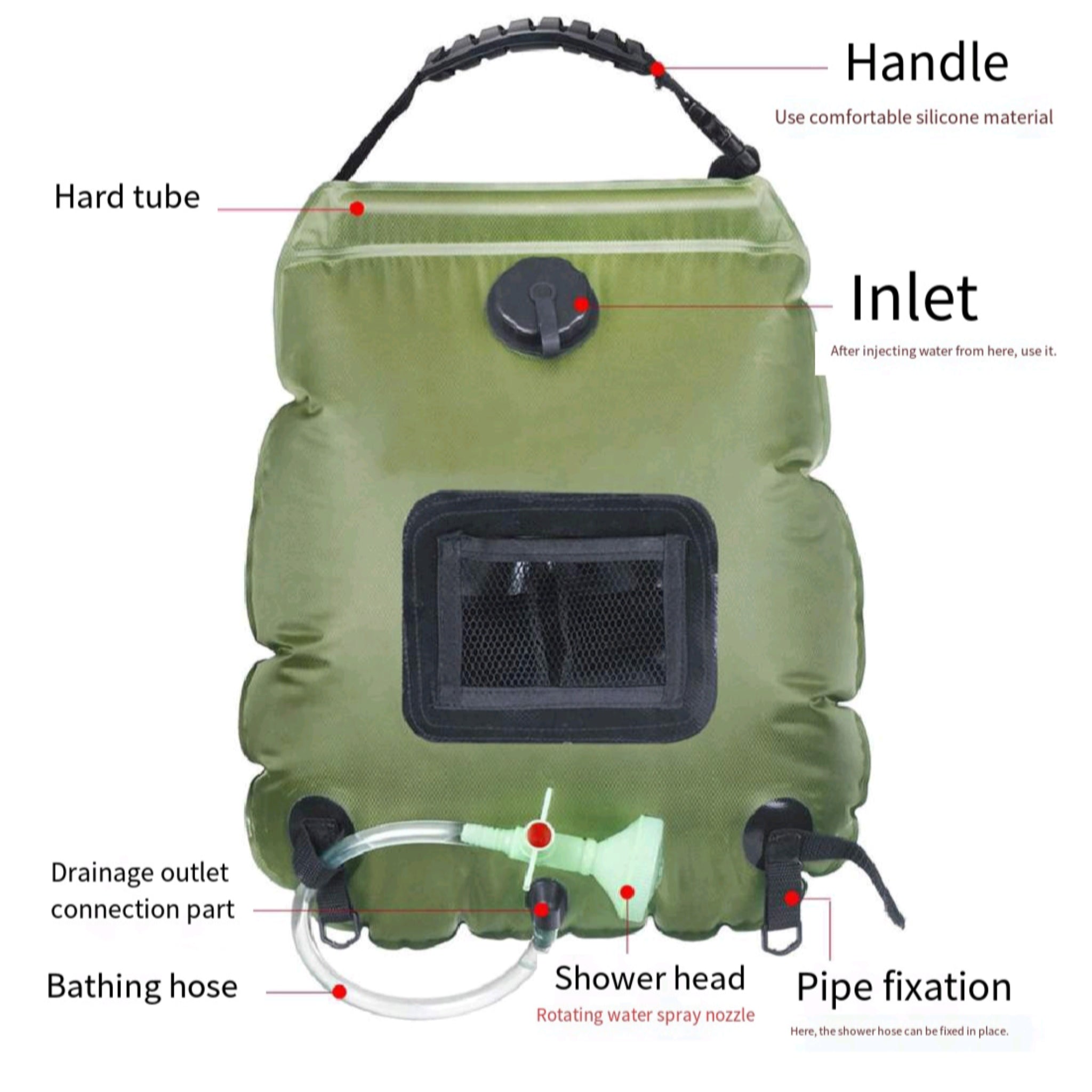 Portable Solar Shower Heated 5-Gallon Emergency