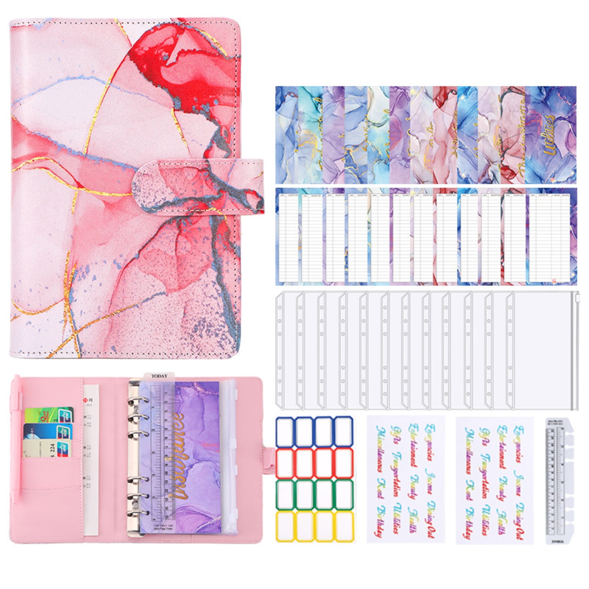 A6 Colorful Marble Style PU Budget Planner Notebook