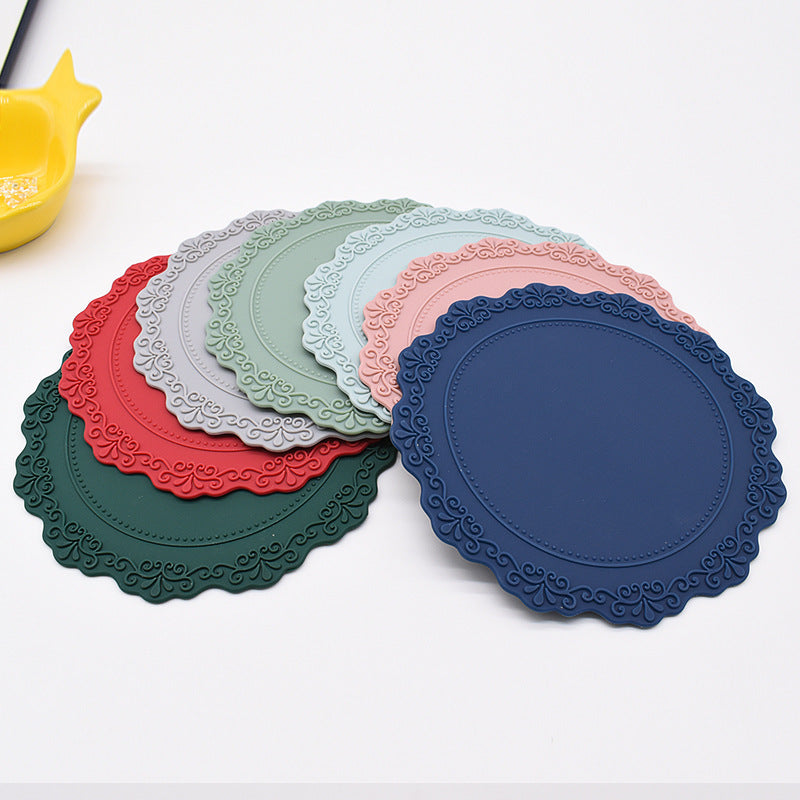 Embossed Lace Silicone Drink Coasters