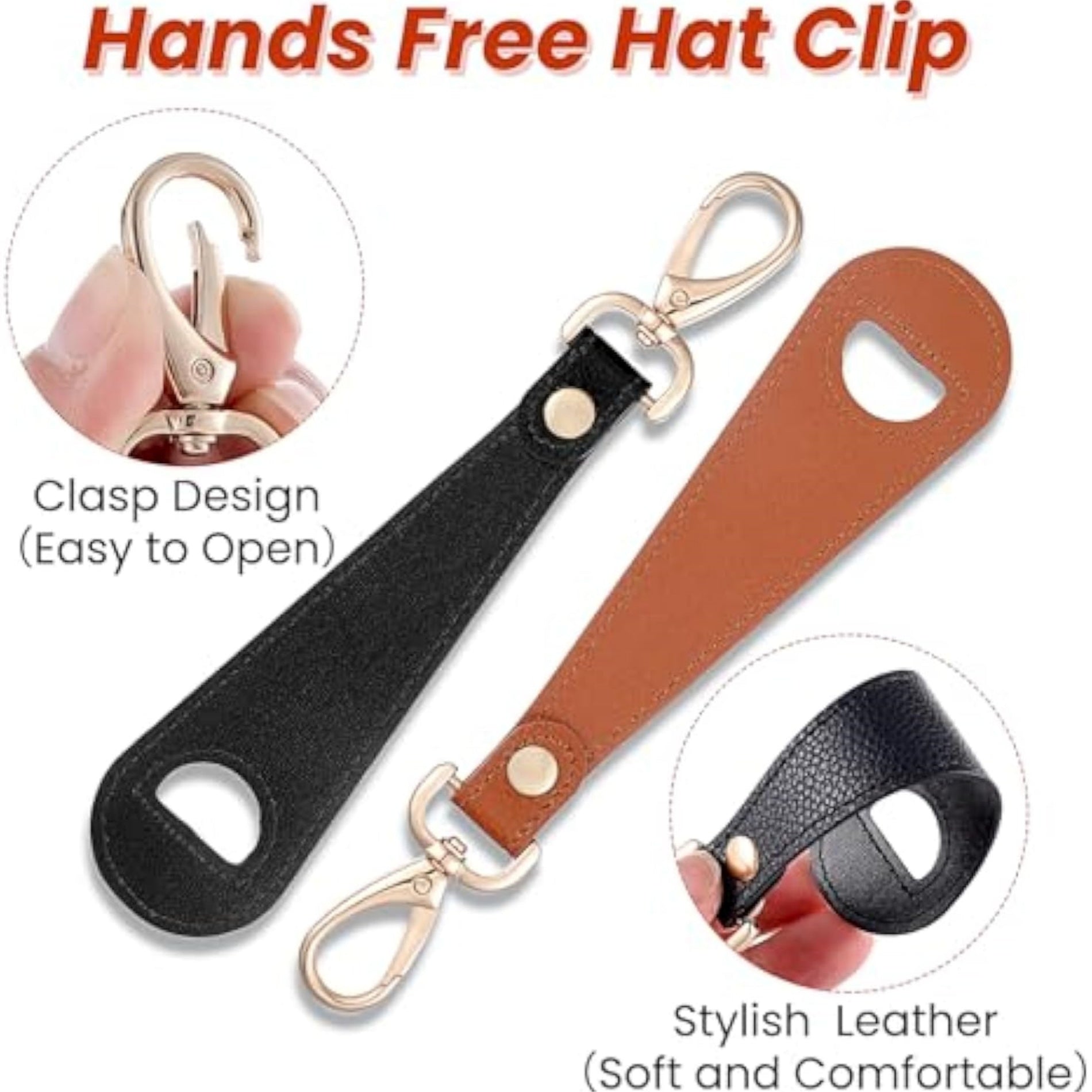 Multifunctional PU Leather Keychain Hat Clip