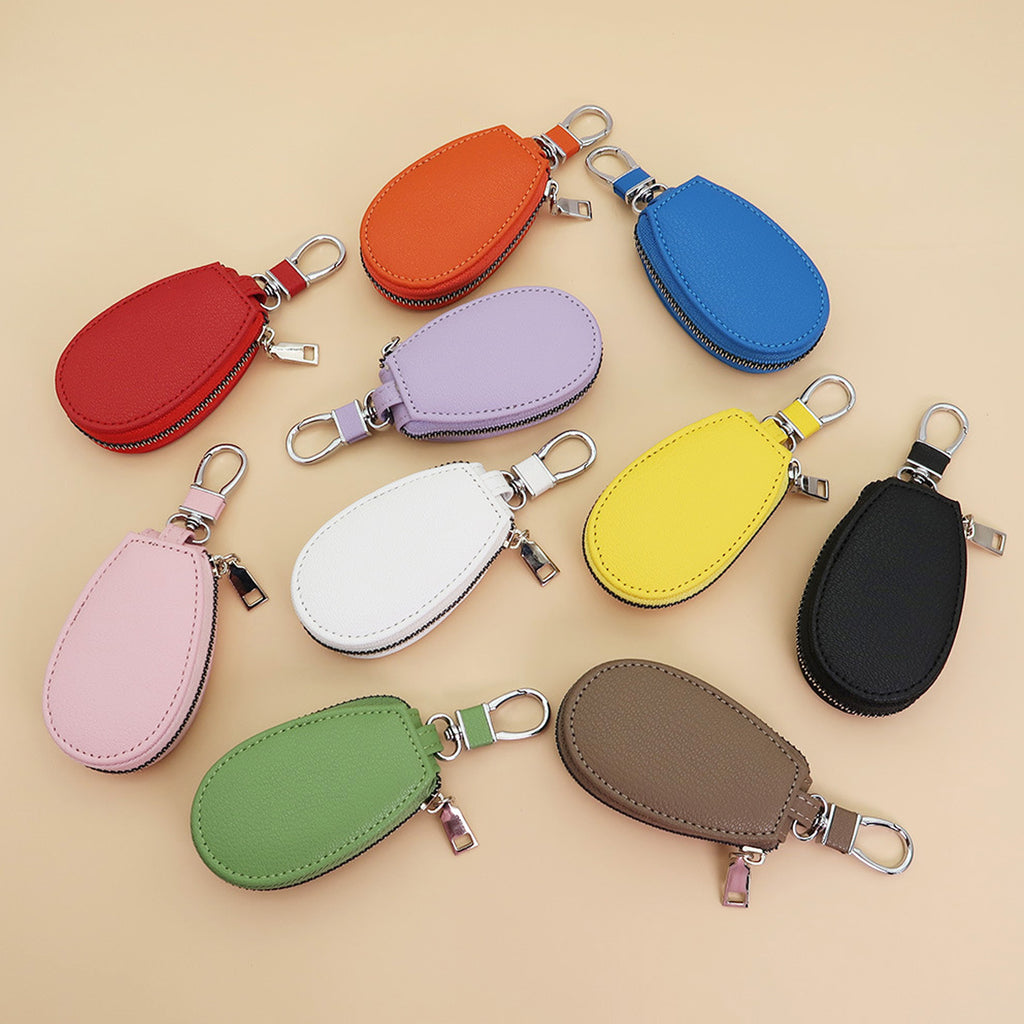 PU Leather Car Key Fob Protector Keychain Holder with Zipper