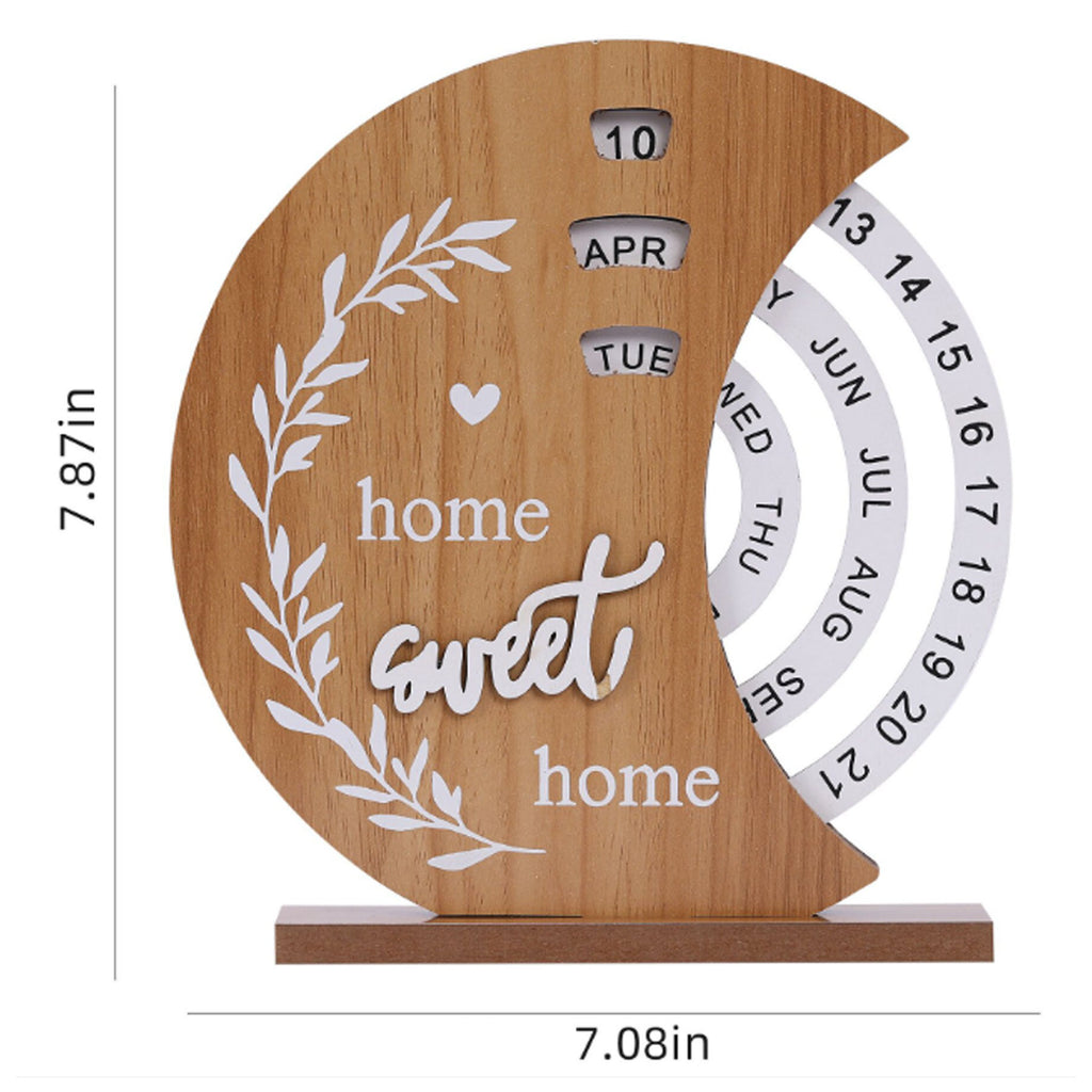 Wooden Disc Perpetual Desk Calendar