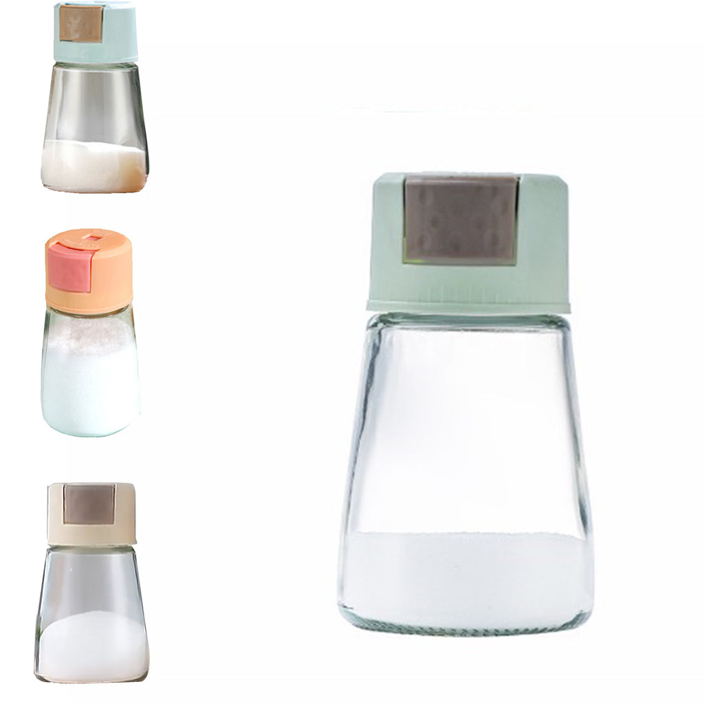 Kitchen Glass Press Type Seasoning Bottle & Jar