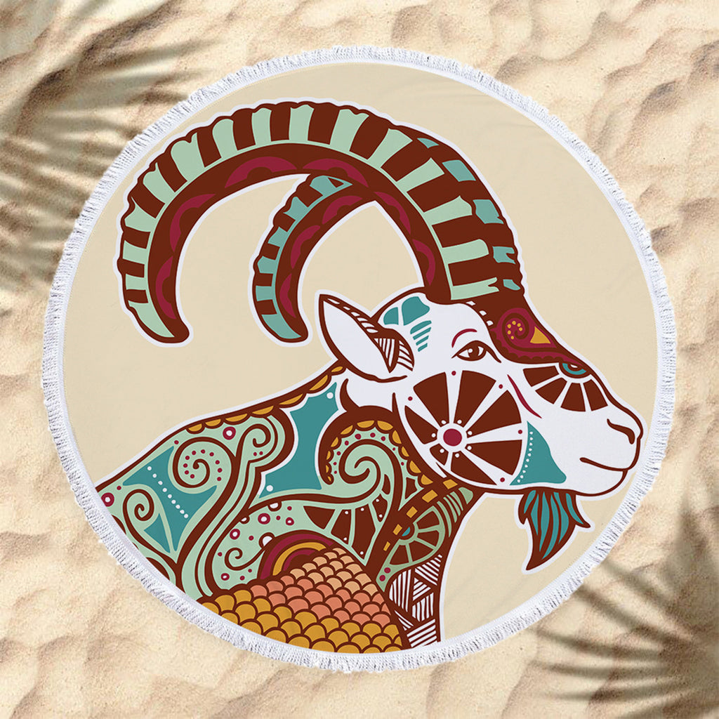 The Zodiac Printing Round Beach Towel With Tassels