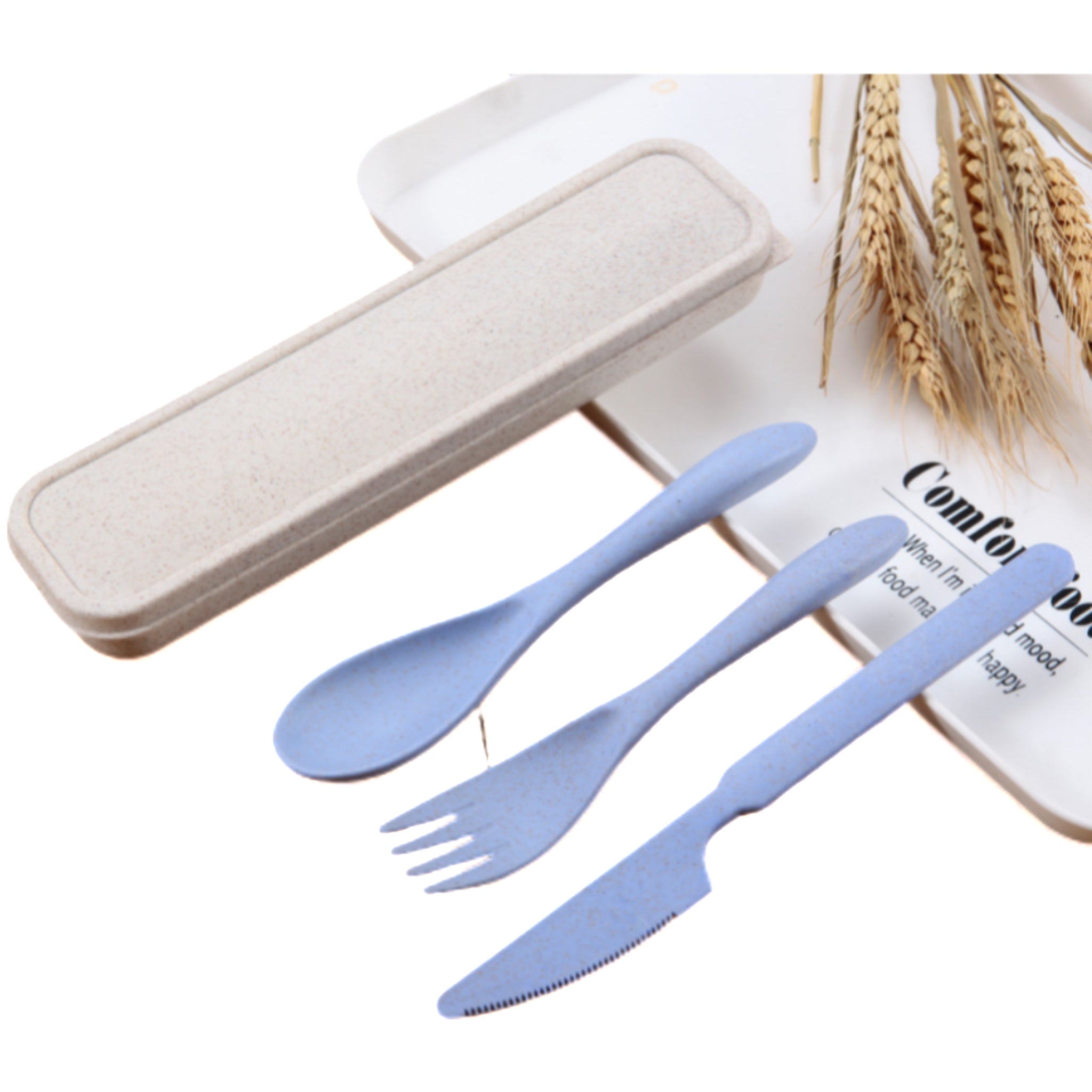 Three-piece Wheat Straw Cutlery Set (Fork, Knife and Spoon)