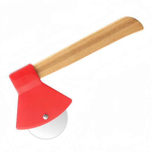 Axe-Shaped Pizza Cutter With Bamboo Handle