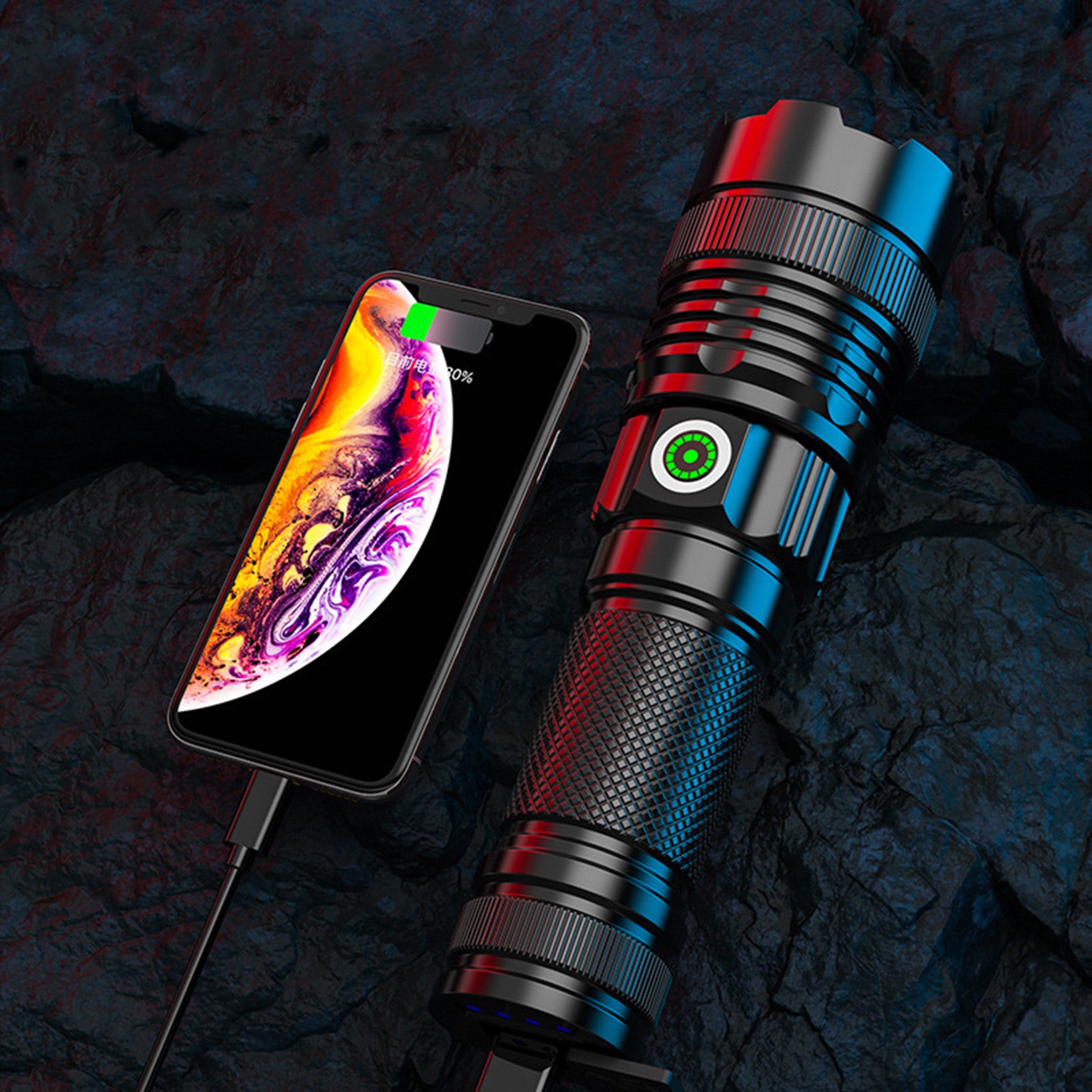 30W Strong Light Long Shot Flashlight