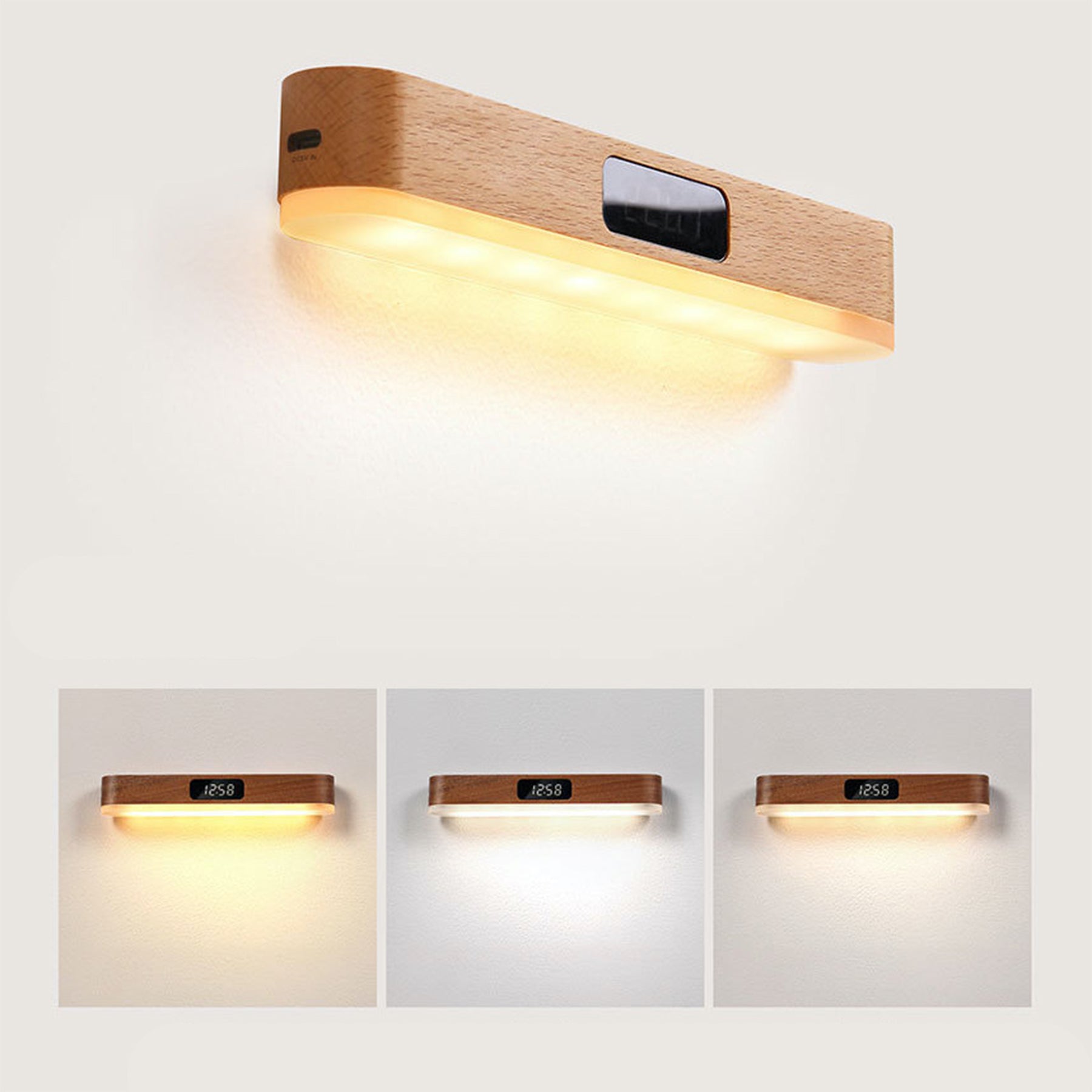 Wood Remote Control Timing Clock Led Light Lamp