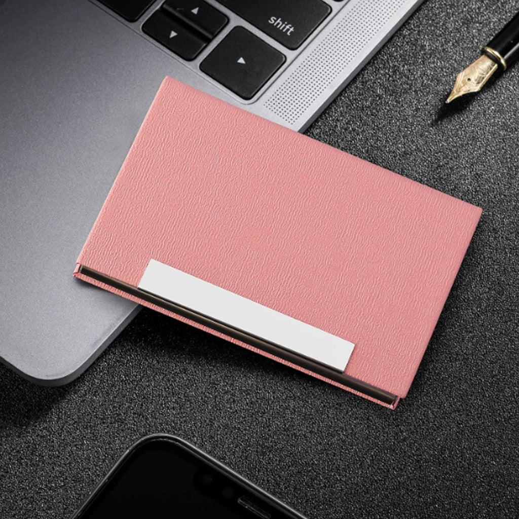 Stainless Steel And Leather Business Card Holder Case