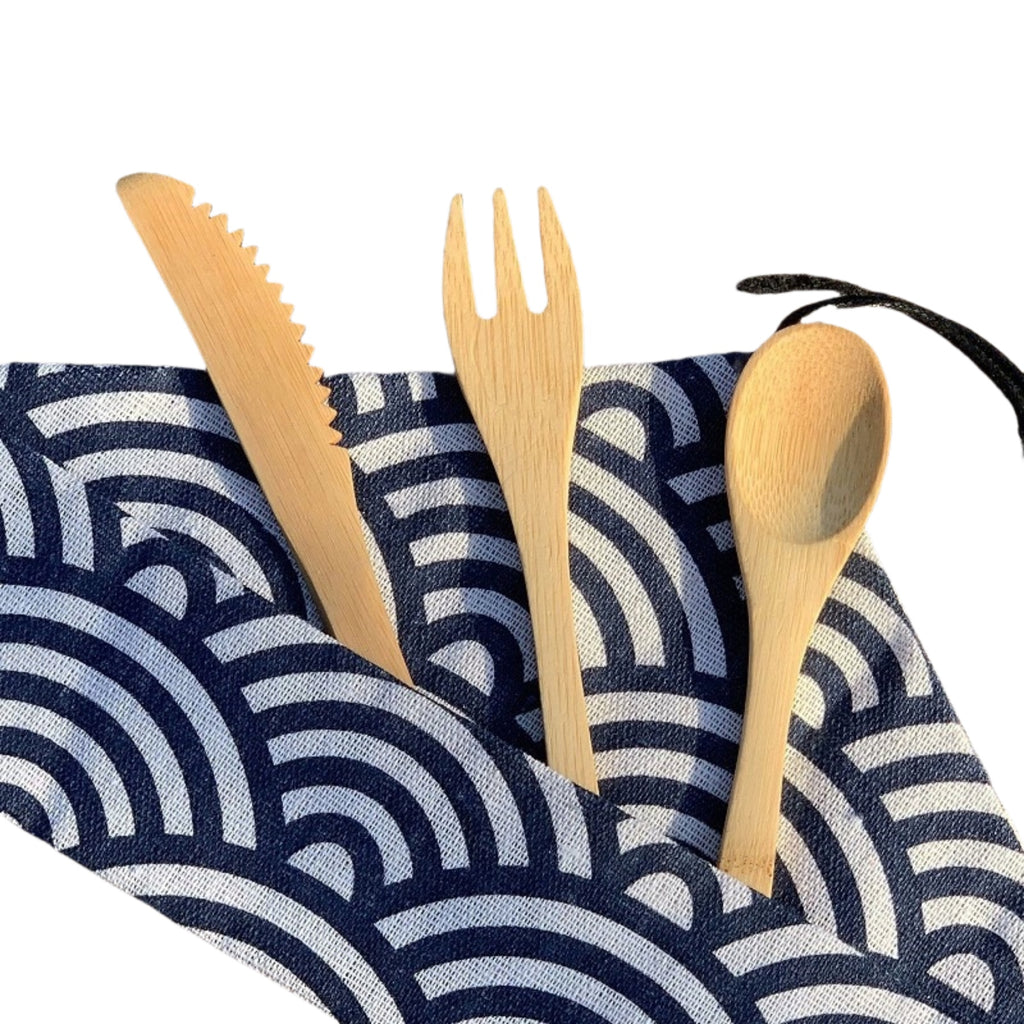 3 Piece Bamboo Cutlery Set