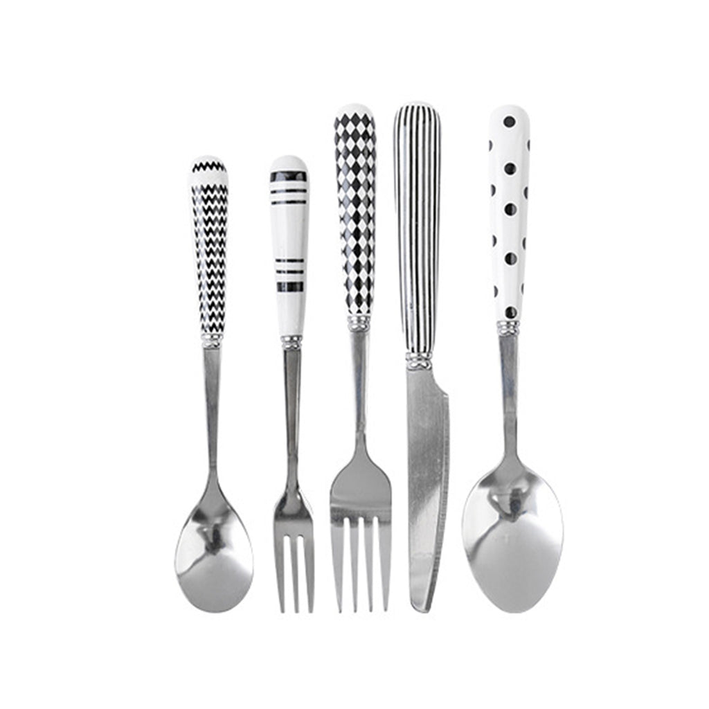 5 Pcs Stainless Steel Flatware Set With Ceramics Handle