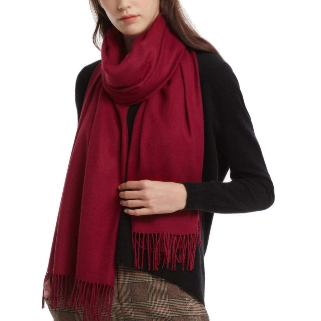 Women'S Winter Solid Color Embroidery Warm Scarf