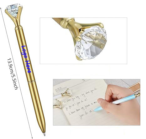 Fun Fancy Crystal Diamond Pen For Women Bling Metal Pens