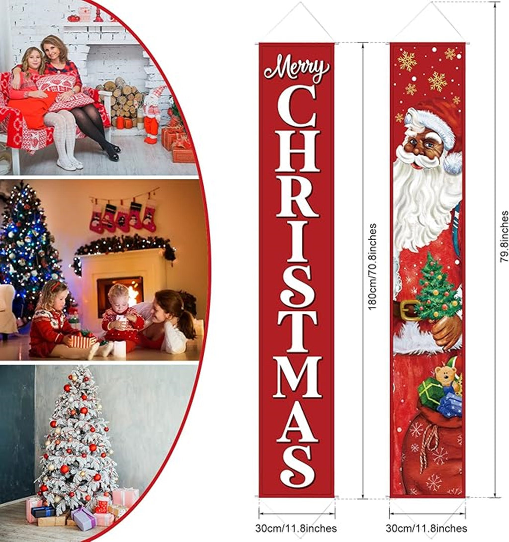 Christmas Door Decorations Xmas Porch Banner Hanging Banners Couplet