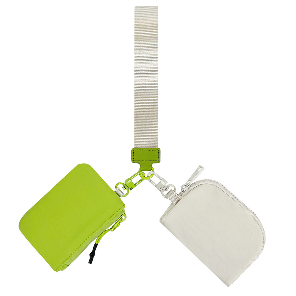 Mini Dual Pouch Wristlet Keychain Wallet