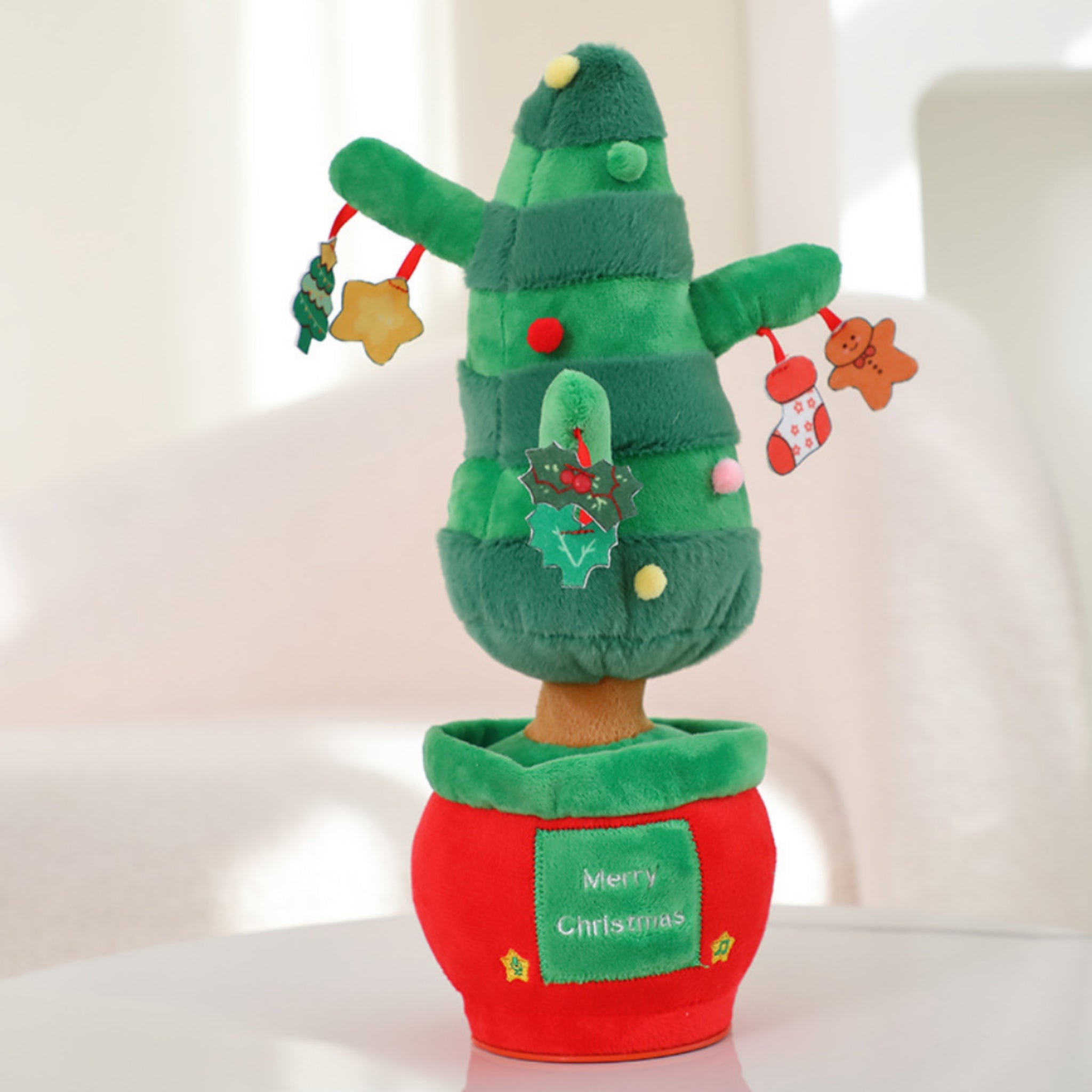 New 2025 Xmas Plush Sing Talk Record Santa Tree Gift
