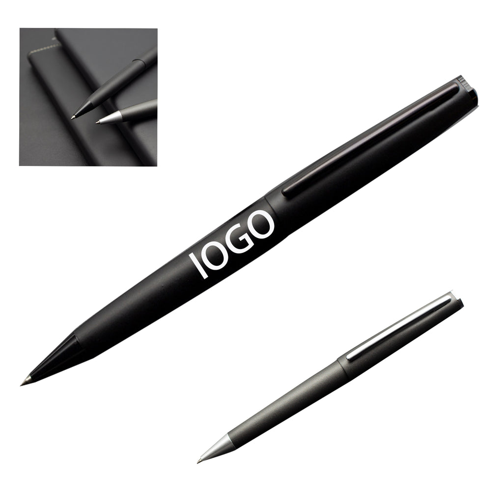 Business Metal Frosted Press Ballpoint Pen With Clip