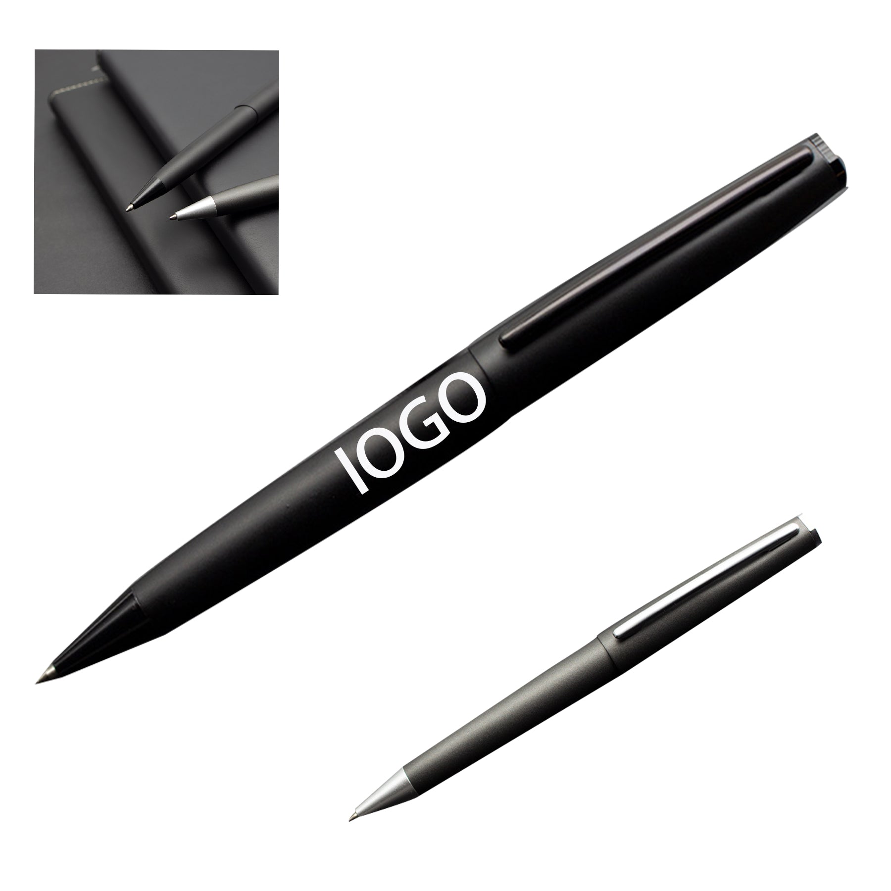 Business Metal Frosted Press Ballpoint Pen With Clip