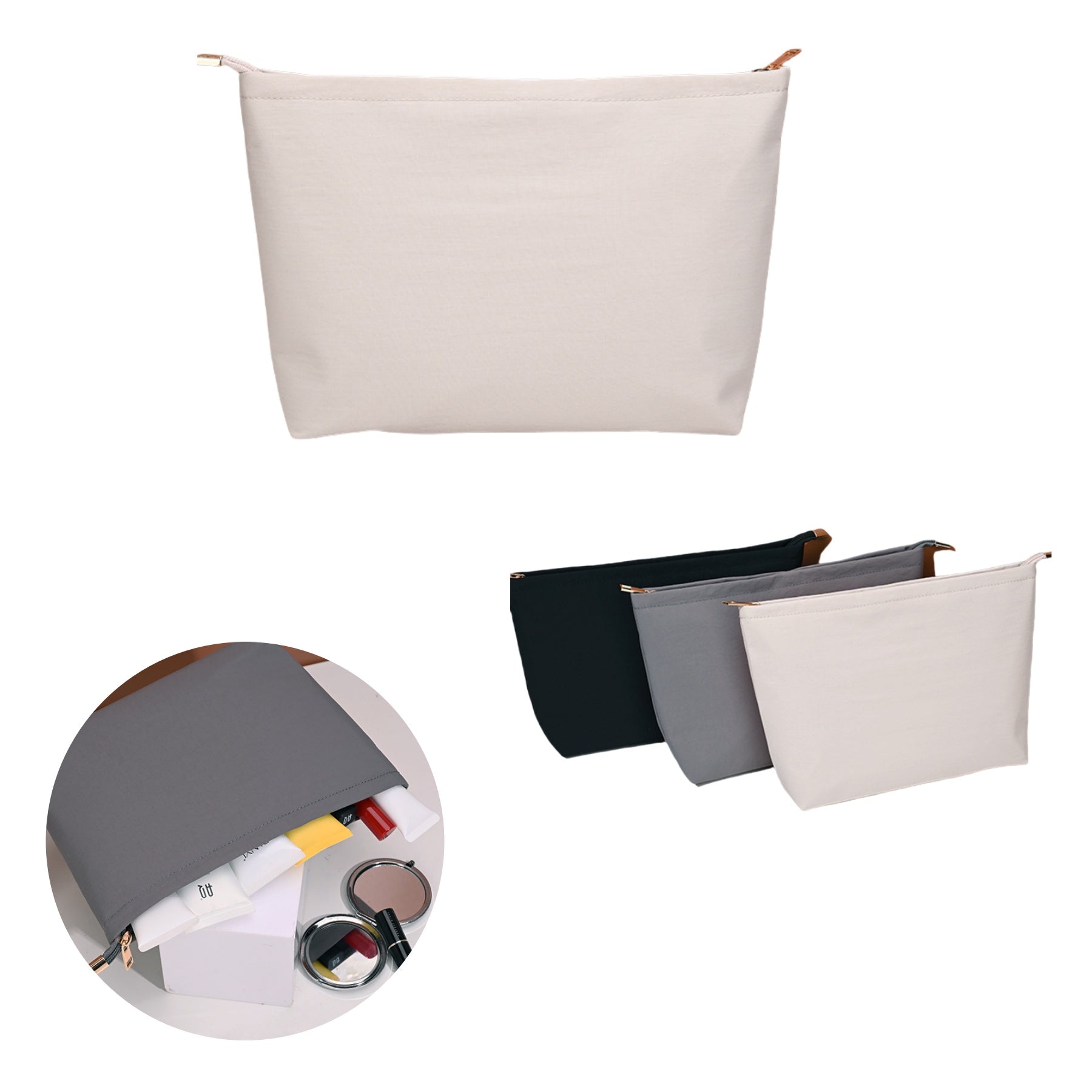 Solid-Color Nylon Makeup Storage Bag