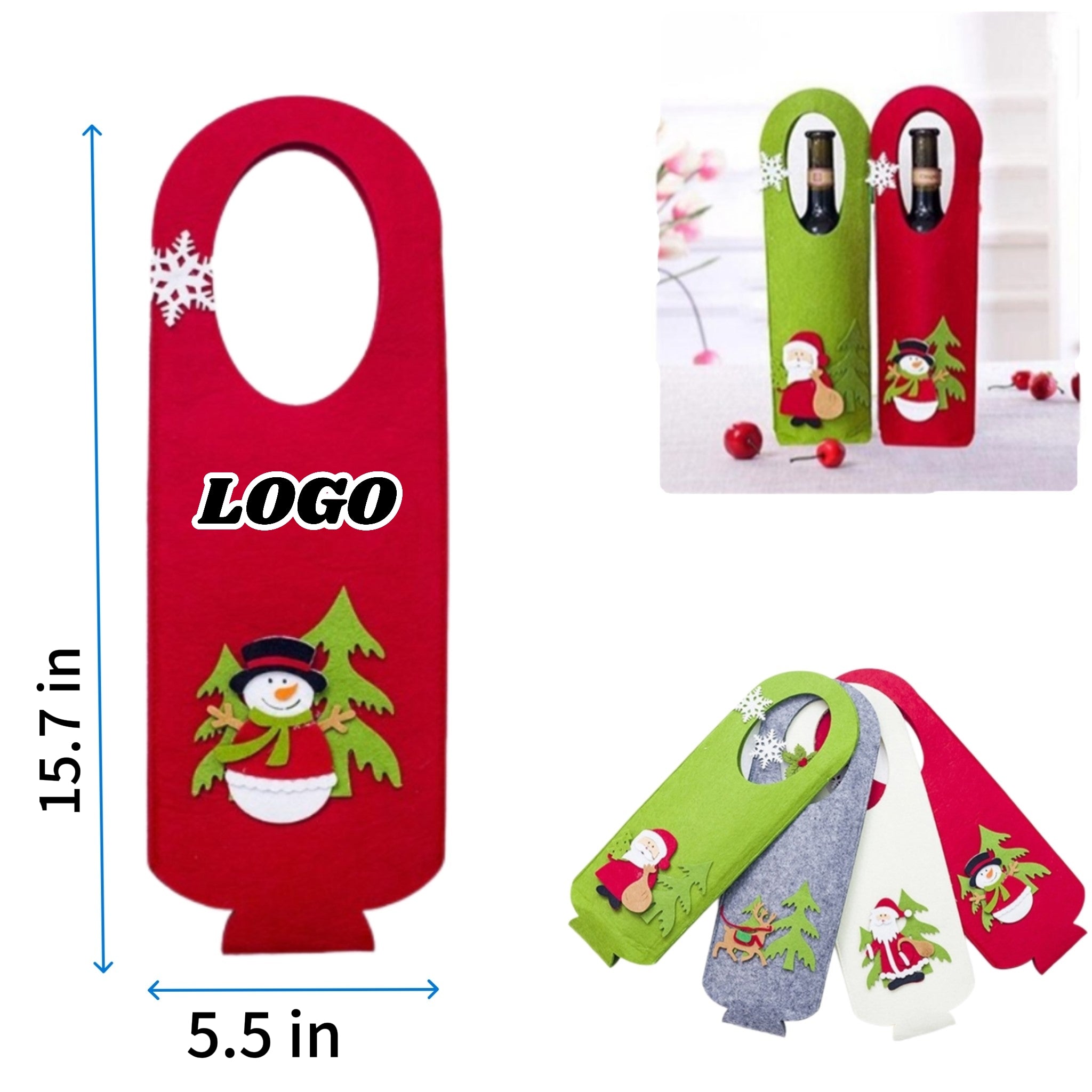 Christmas Felt Wine Bag