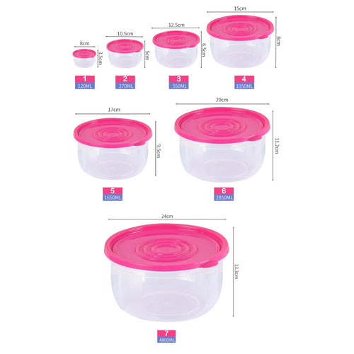 7-Piece Rainbow Circular Lunch Boxes Food Storage Containers