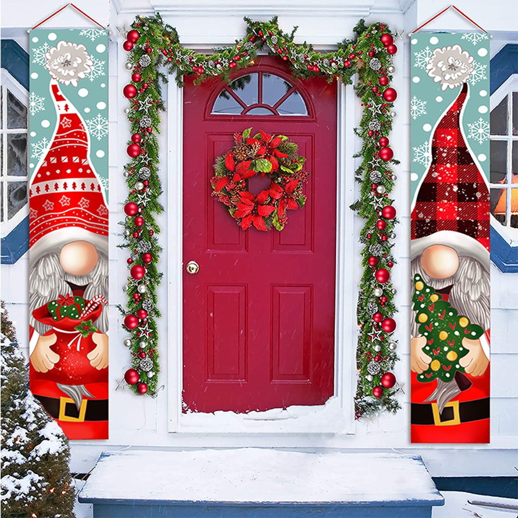 Christmas Door Decorations Xmas Porch Banner Hanging Banners Couplet
